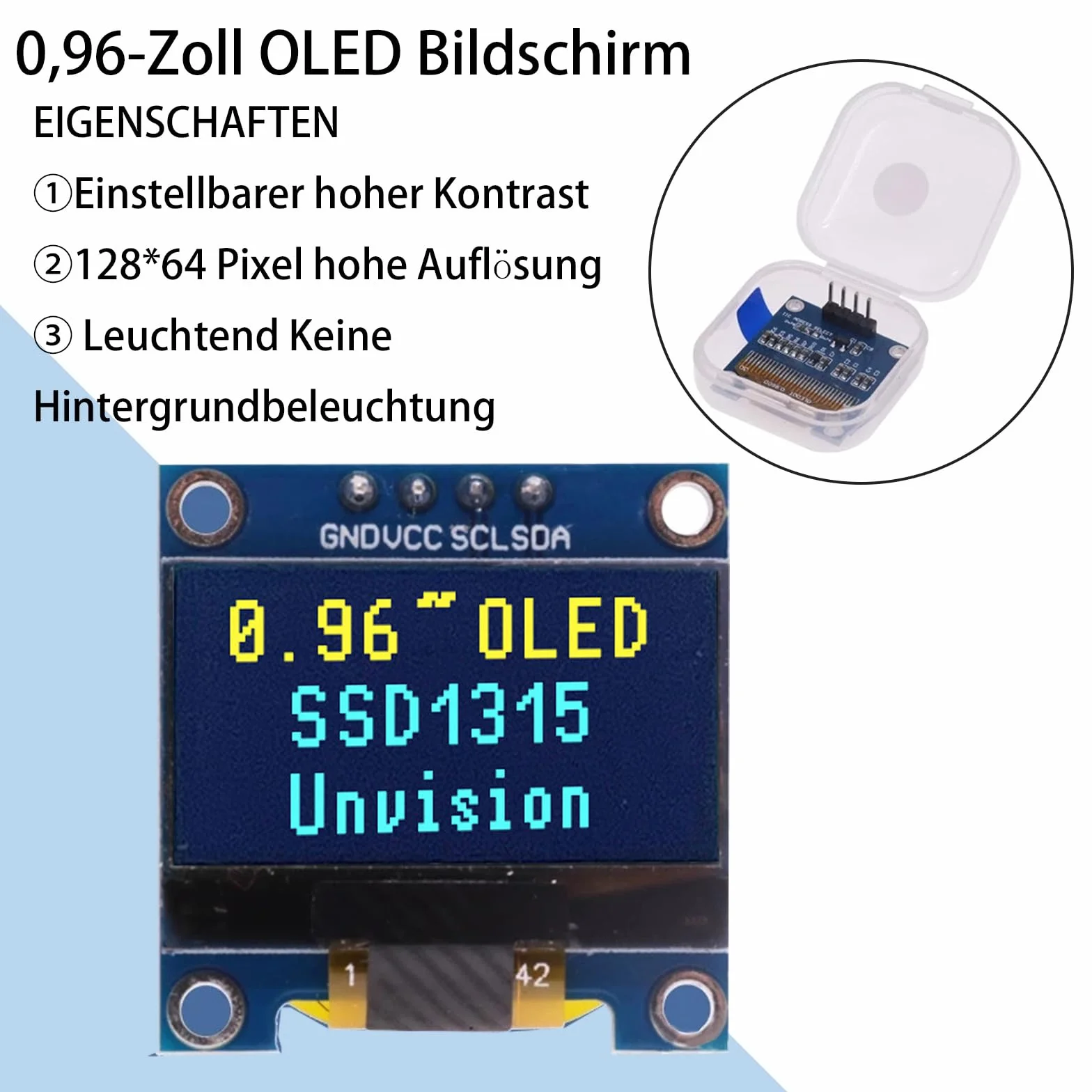 4 sztuki wyświetlacza OLED LCD 0,96", 128 x 64 pikseli, napęd 1315, interfejs IIC, moduł wyświetlacza, kompatybilne z Arduino (żółty i niebieski)