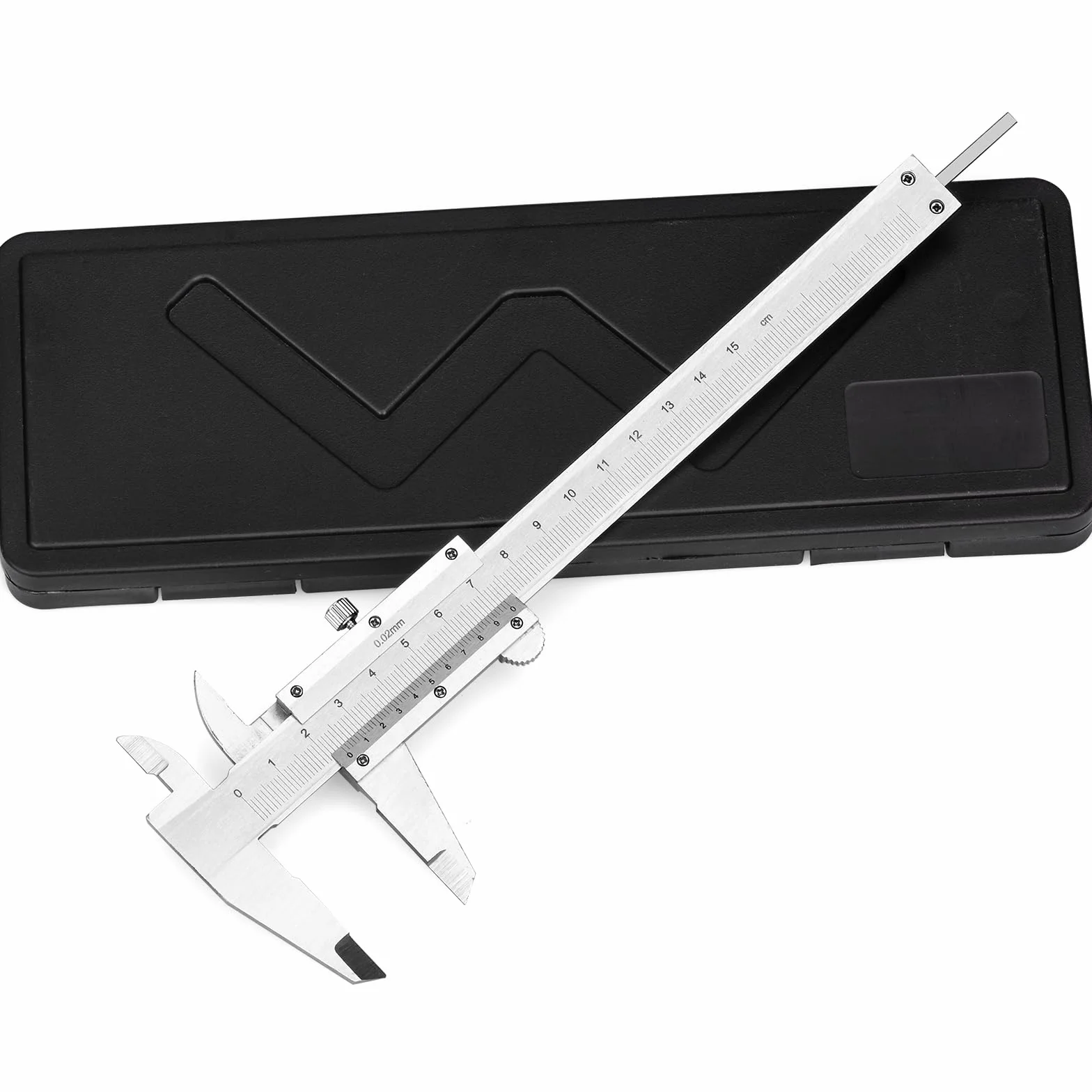 Nonius suwmiarka 150 mm, suwmiarka ze stali węglowej, analogowa, ze stalową skalą 15 cm i ściereczką do czyszczenia, do gospodarstwa domowego i przemysłowego, pomiar mm + cale