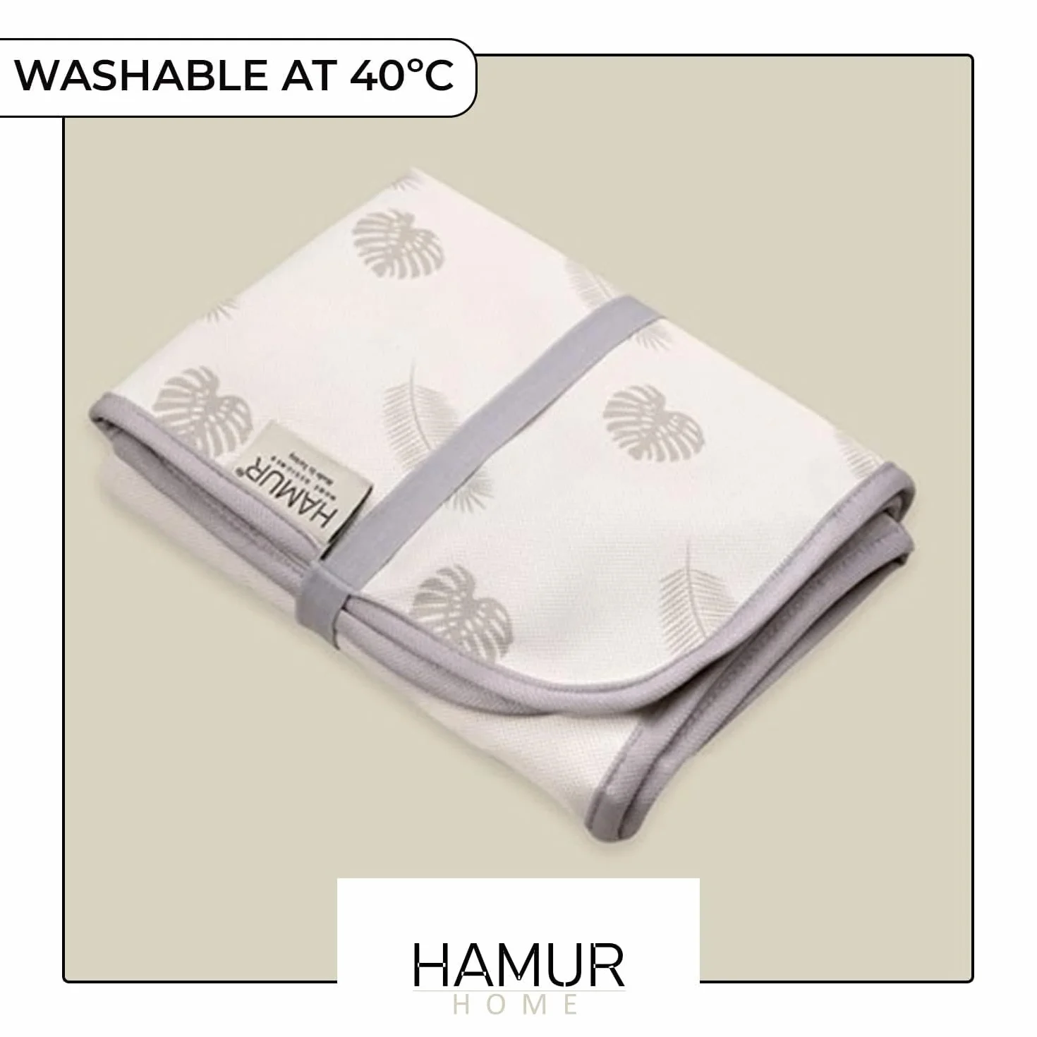 Hamur Home Wodoodporna Mata Do Przewijania Niemowląt Wielorazowego Użytku Do Prania W Pralce Przenośny Przewijak Dla Niemowlaka 40x70cm (Leaves)