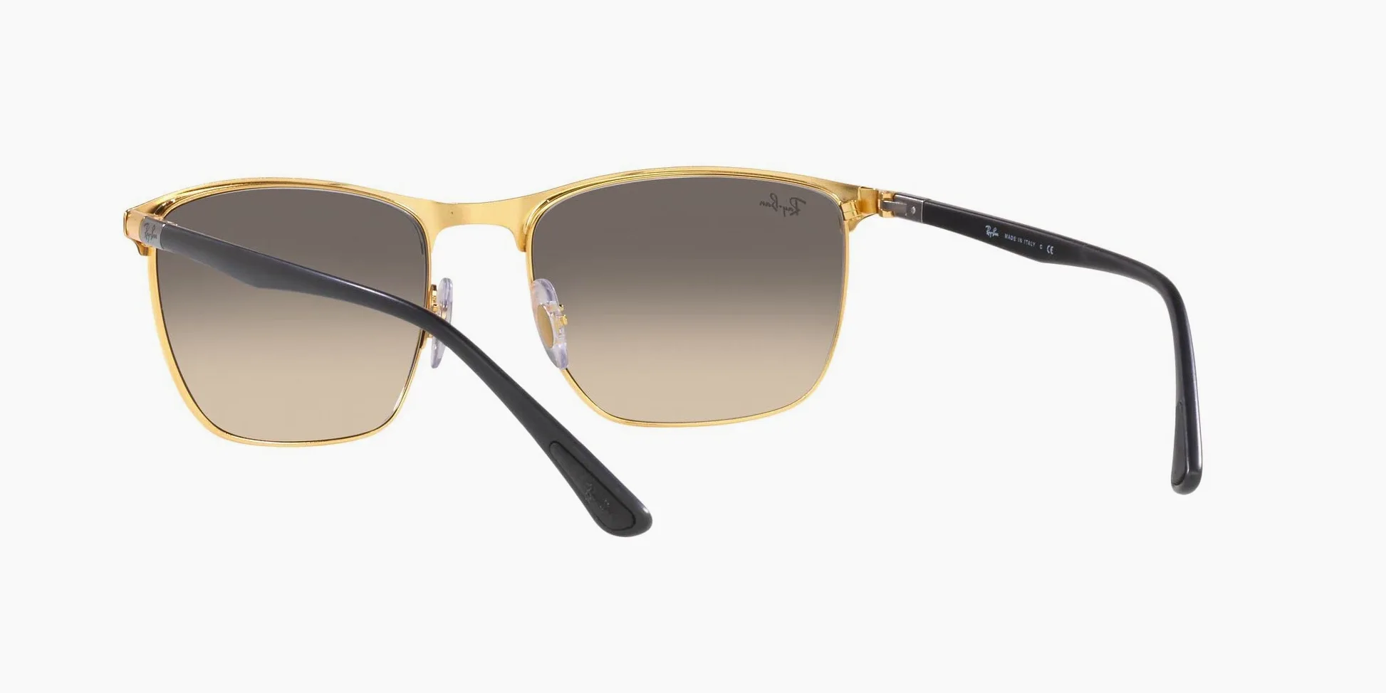 Ray-Ban RB3686 kwadratowe okulary przeciwsłoneczne - 57 mm, Czarny na złotym/przezroczysty gradient szary, 57 mm