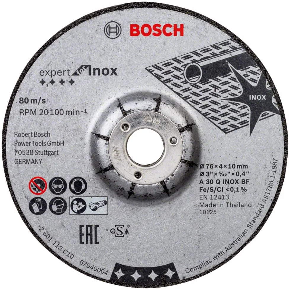 Bosch Professional 2x Tarcze ścierne Expert for INOX (do Stal nierdzewna, Stal nierdzewna, Ø 76 x 4 x 10 mm, Akcesoria Miniszlifierka kątowa)