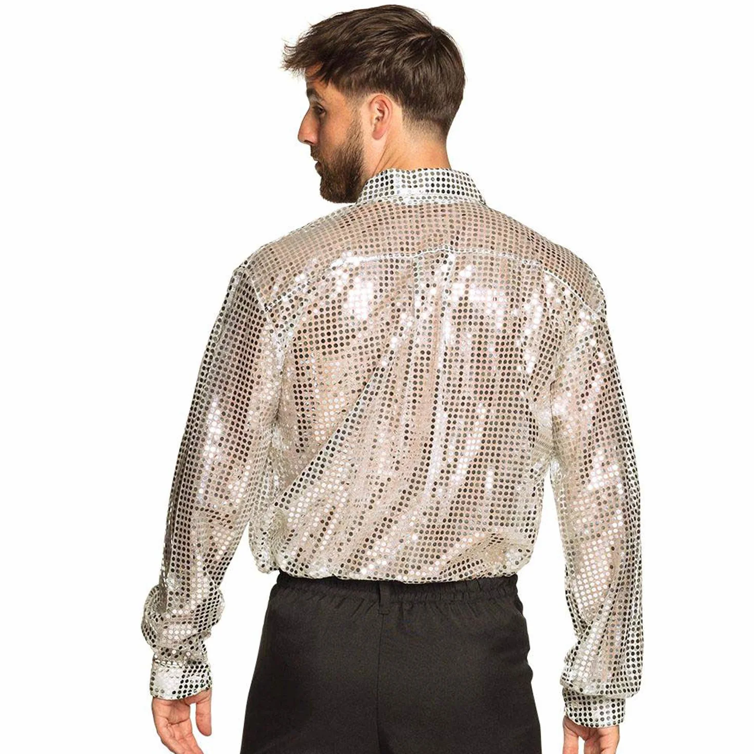 Boland - Koszula disco, srebrne cekiny, koszula męska, koszula disco, karnawał, bal przebierańców, Halloween, impreza tematyczna, lata 70-te, JGA