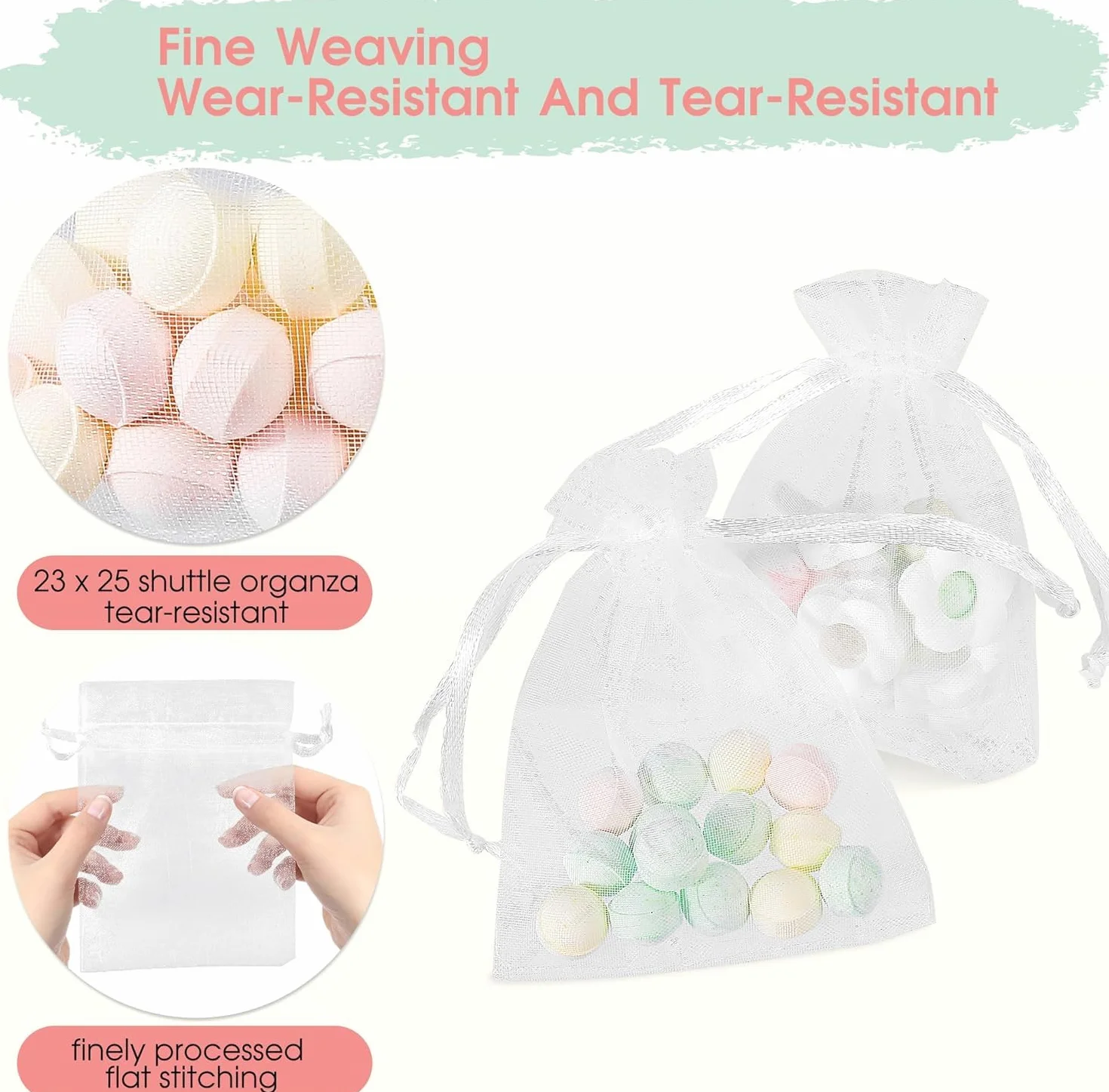 100 Sztuk 10x15 Cm Organza Pouch, Z Sznurkiem Do Zaciągania, Idealne Do Przechowywania Biżuterii, Upominków Ślubnych, Cukierków, Perfum, Lub Suszonej Lawendy