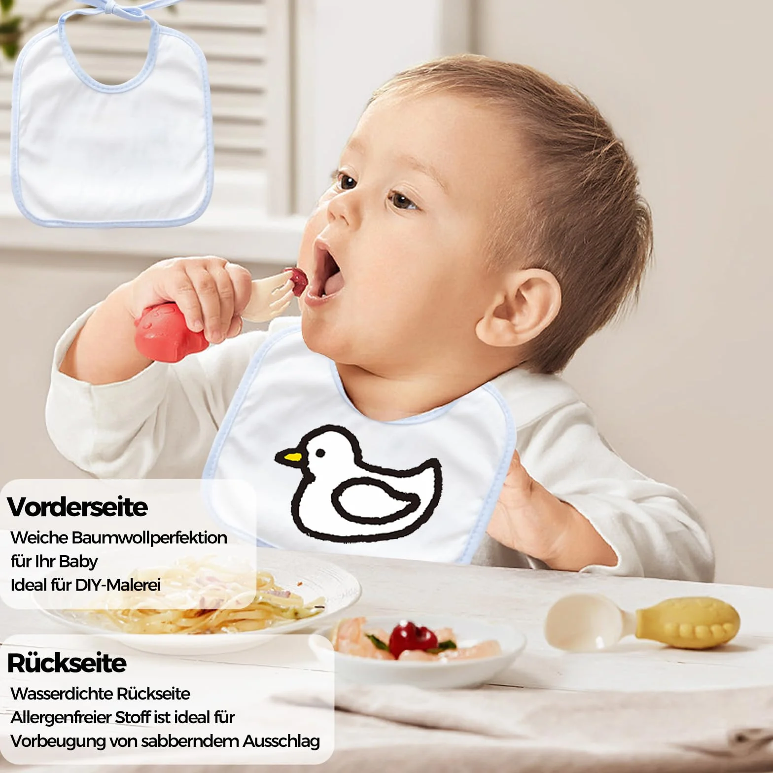 VIKY® 12 sztuk śliniaczek do malowania, biały śliniaczek do malowania, na baby shower, z kolorową opaską, wodoszczelny, śliniaczek dla niemowląt, DIY, prezent na imprezę dla mężczyzn, baby shower,