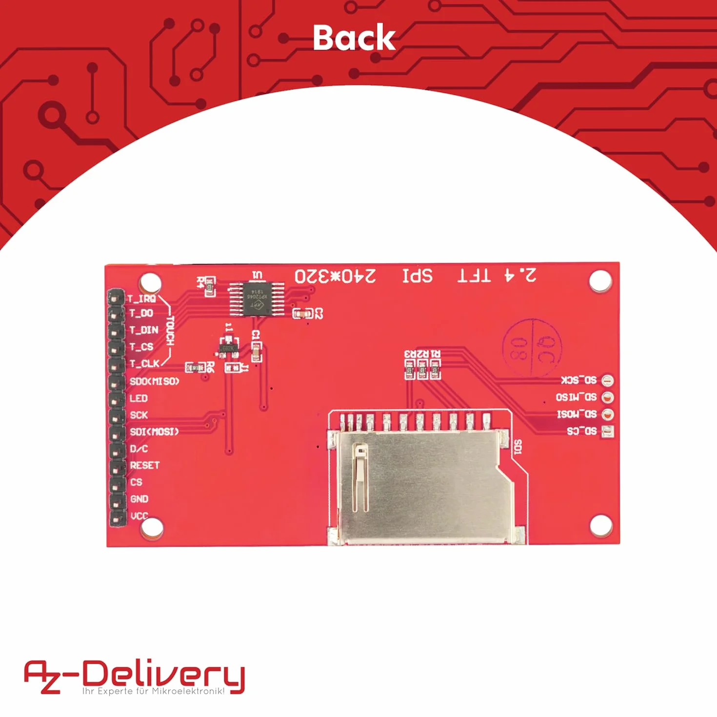 AZDelivery 1 x 2,4 cala LCD TFT ekran dotykowy - Kompatybilny z Arduino i Raspberry Pi - Rozdzielczość 320 x 240, sterownik ILI9341, interfejs SPI