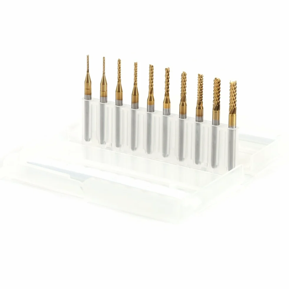 10 Szt. Narz?dzia Do Frezowania Cnc Z W?glików Spiekanych 1.0-3.0mm Frez Trzpieniowy Pokryty Tytanem