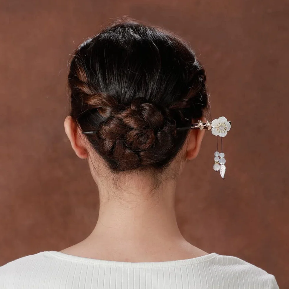 Chignon Pin Hair,Hair Sticks,Wood Hair Sticks Shell Flower Decorative Hair Chopsticks for Thick Hair Handmade Elegant Hair Pins Stick Chinese Classical Wooden Chopsticks