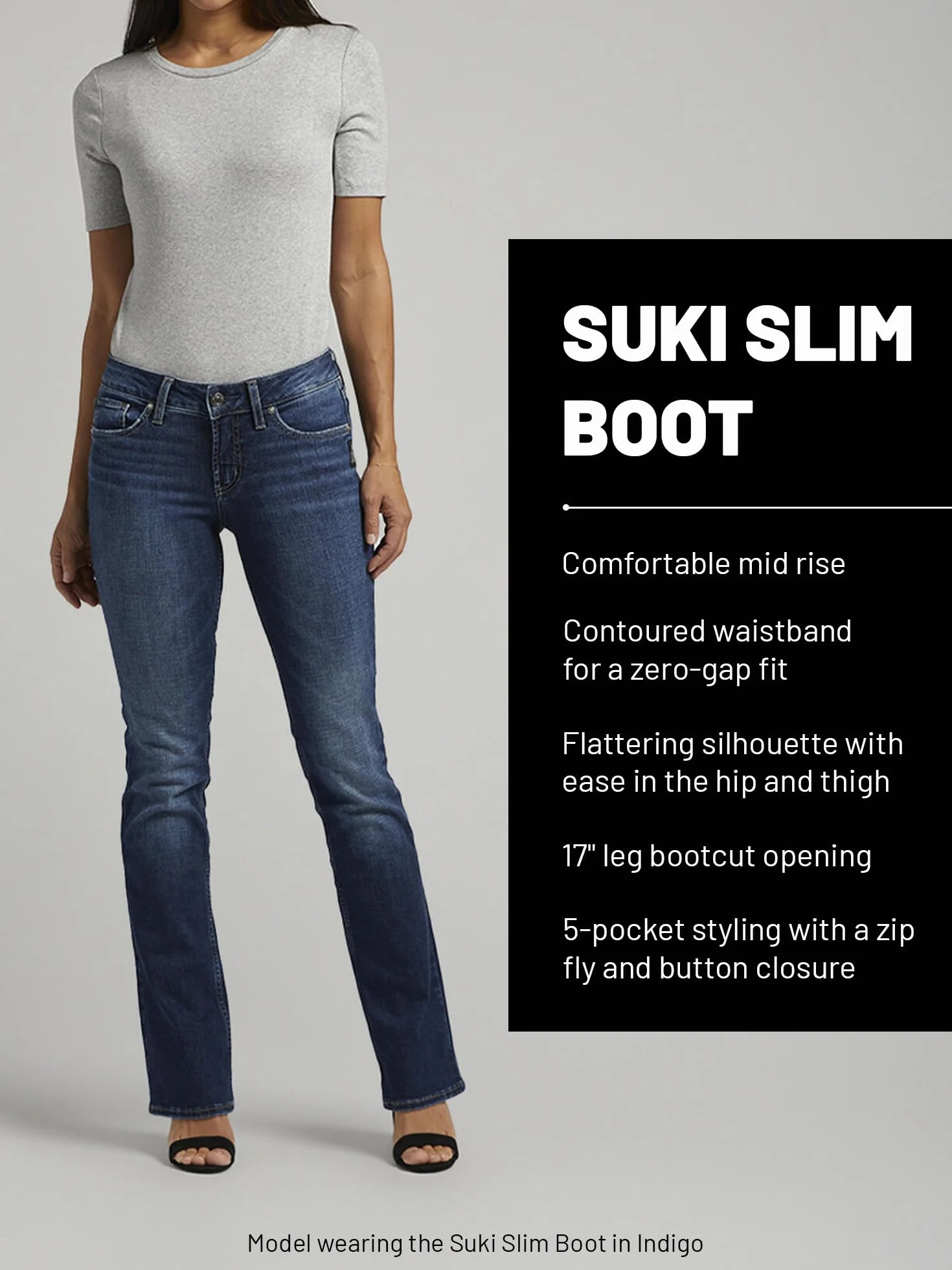 Silver Jeans Dżins damski Suki Curvy Fit Mid Rise Slim Bootcut Jeans