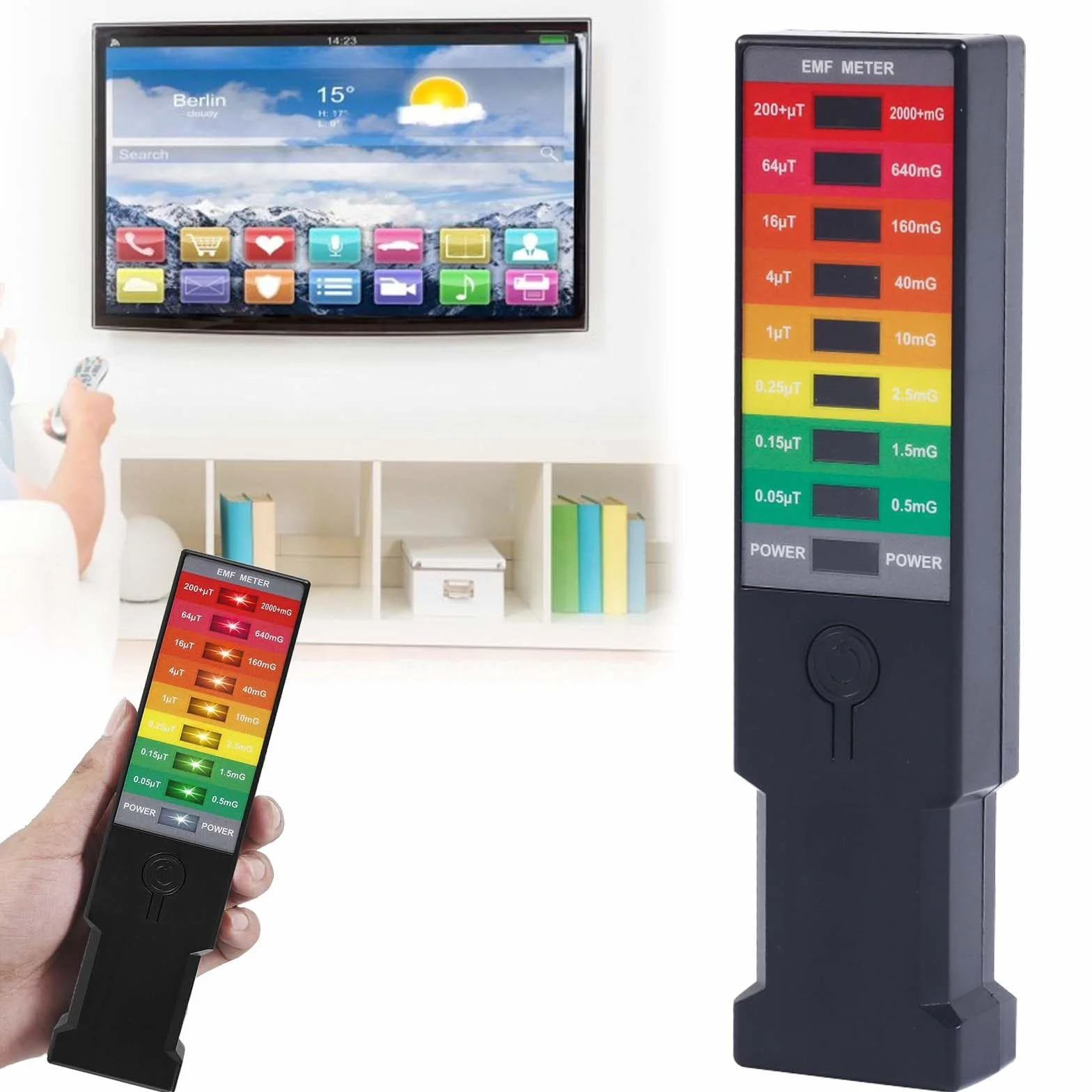 EMF miernik pola elektromagnetycznego EMF, ręczny miernik pola magnetycznego EMF, K3 EMF, domowy detektor elektromagnetyczny, 8 diod LED