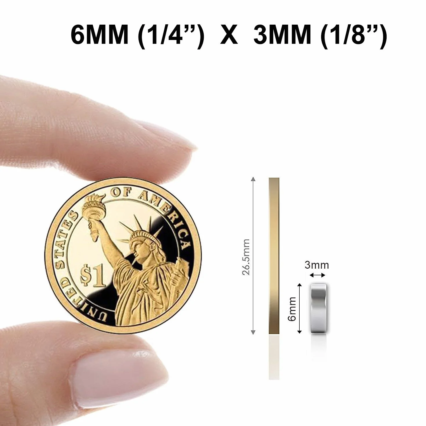 magnesy neodymowe, 6 x 3 mm, 25 sztuk, srebrny, okrągły, N52, trwałe, do DIY, rękodzieła, biuro