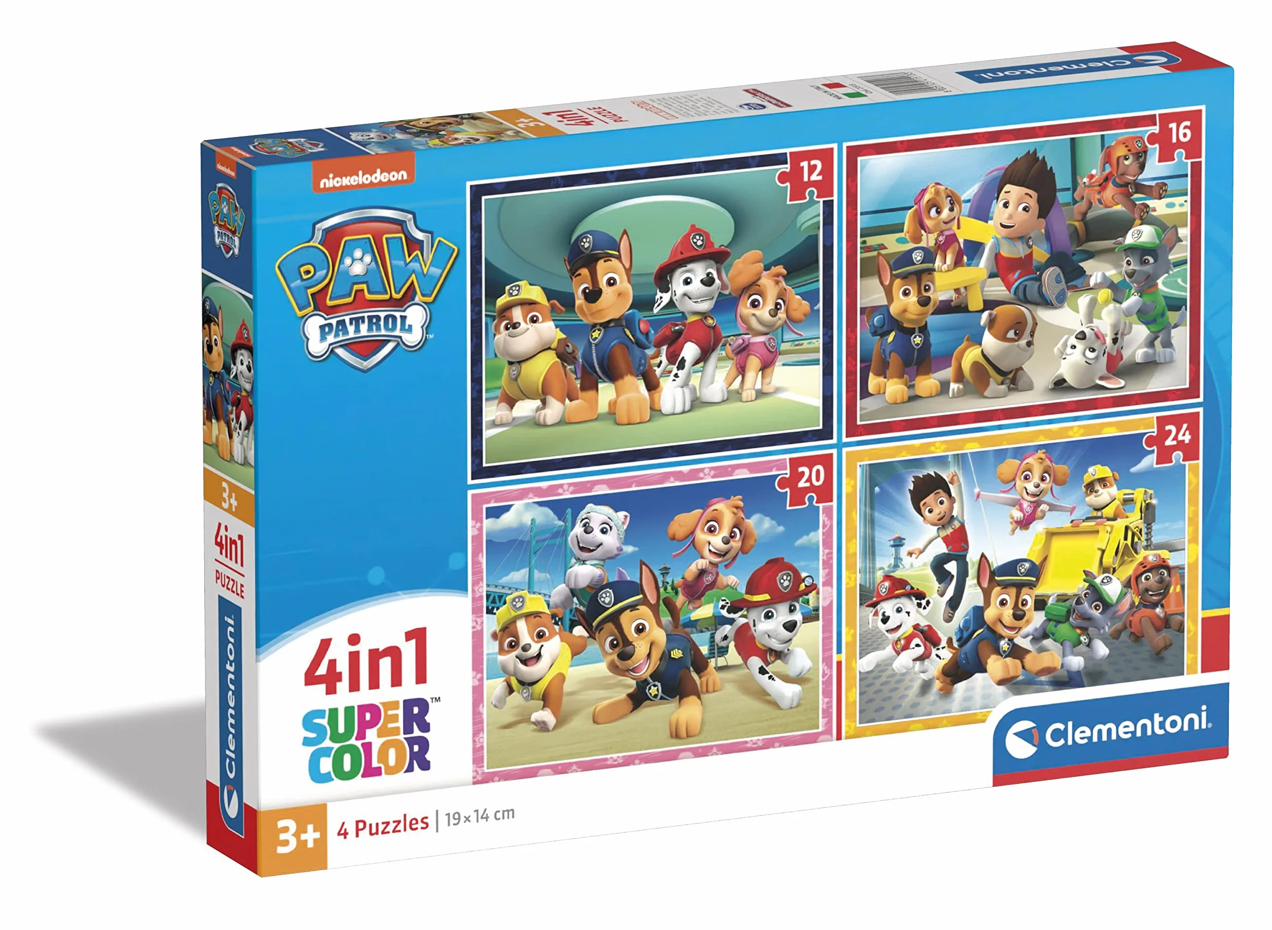 Clementoni - 21513 - Supercolor Puzzle 4 In 1 - Paw Patrol - 12+16+20+24 Elementów, Puzzle Dla Dzieci 3 Lat, Wysokiej Jakości Nadruku, Made In Italy