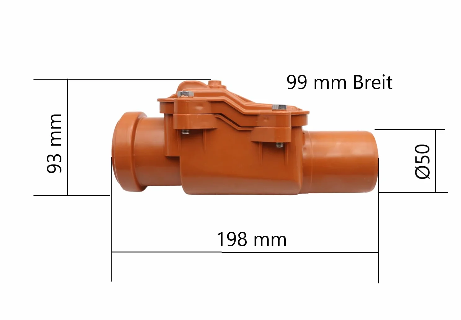 Zawór zwrotny z blokadą Ø DN 50 do Ø DN 200 w kolorze pomarańczowym i szarym do wyboru (DN 50 pomarańczowy)