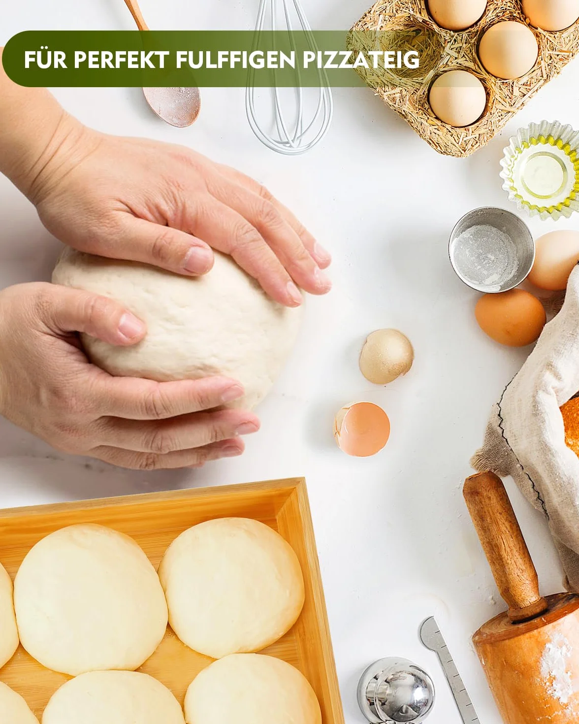 Pudełko na kulki do pizzy z pokrywką z bambusa, pudełko do przechowywania z pokrywką – pudełko do fermentacji ciasta na pizzę – akcesoria do pizzy