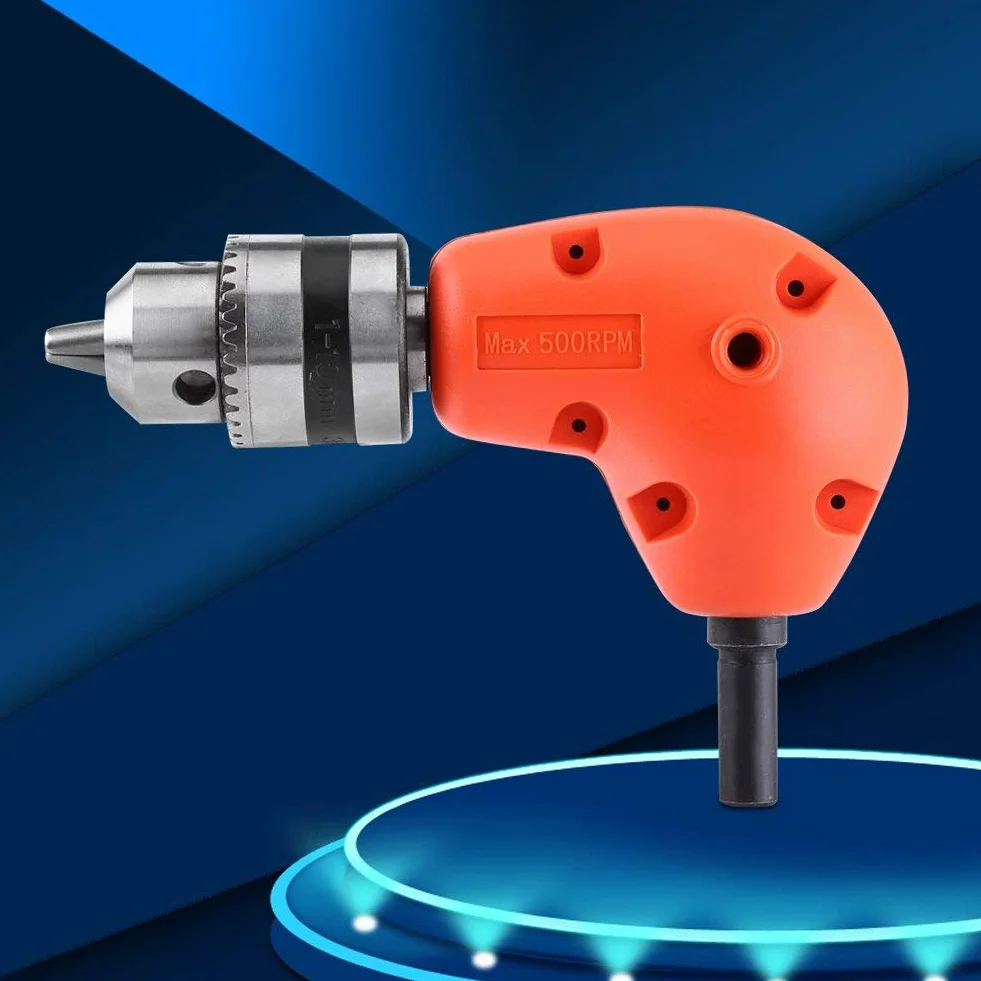 Adapter Wiertarski 90 Stopni Adapter Kątowy 9,5 Mm, Mocowanie Wiertła Kątowego Okrągły Uchwyt Wiertarka Kątowa Uchwyt Mocujący z Kluczem Wiertarskim do Wiertarki Elektrycznej