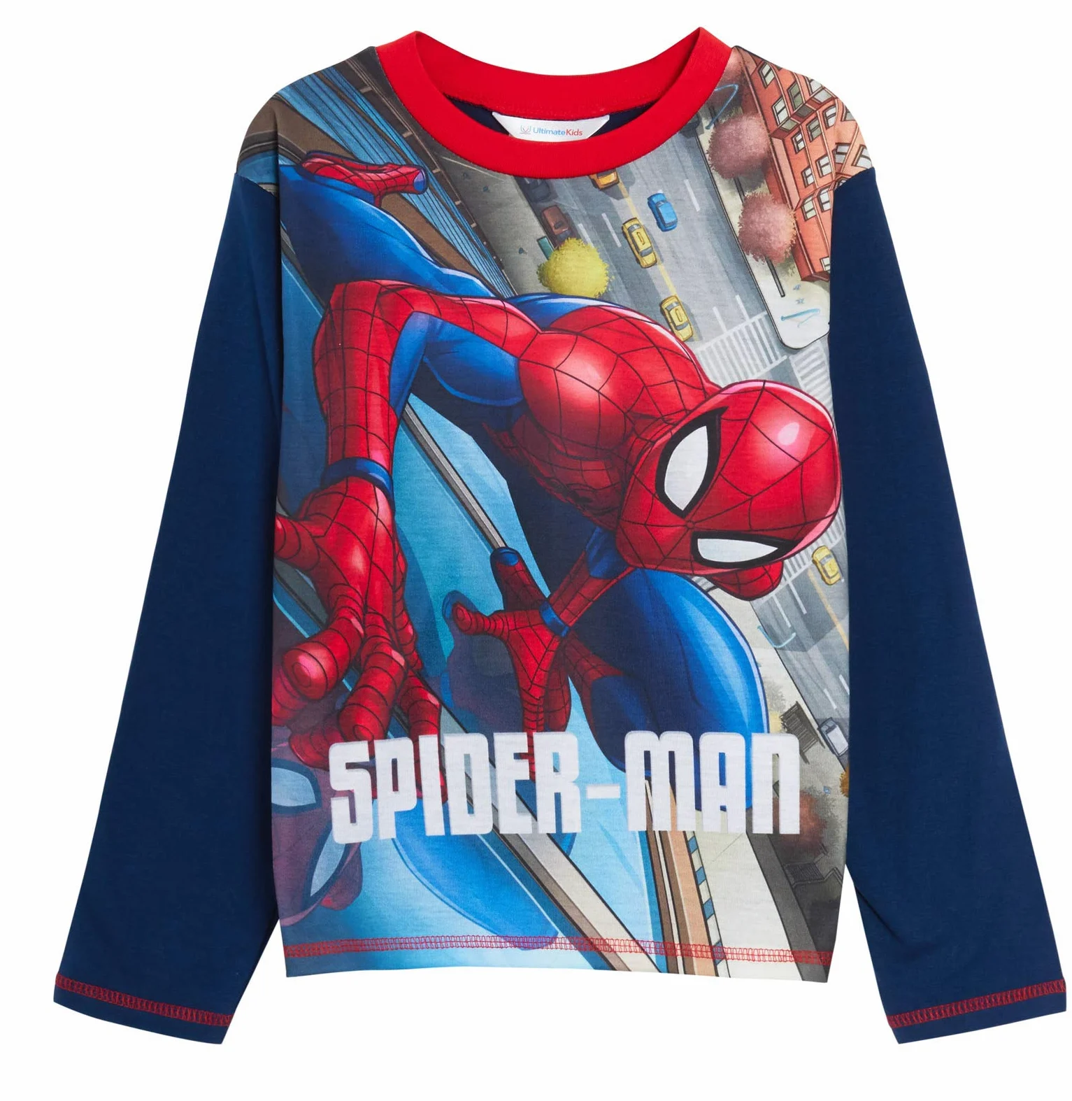 MARVEL Chłopięcy Spiderman piżama dzieci Avengers zestaw piżam na całej długości T-shirt + mankiety spodnie wypoczynkowe