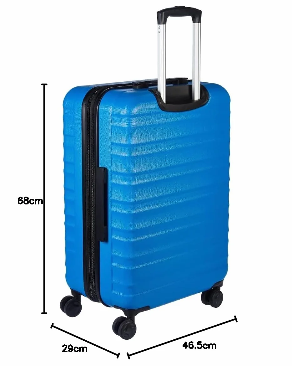 Amazon Basics Średnia Walizka Twarda - Rozszerzalny Bagaż Podróżny ABS z 4 Podwójnymi Kółkami Obrotowymi - Odporna na Zarysowania i Lekka - 68 x 45,1 x 28,6cm - Jasnoniebieski