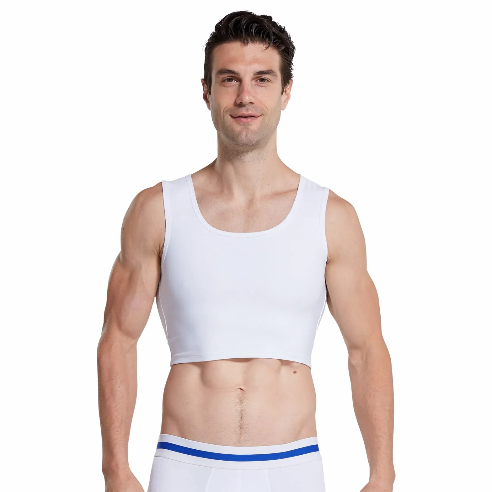 BaronHong Męski Sweter Kompresja Wyszczuplający Podkoszulek Gorset Tank Top Niebieski S
