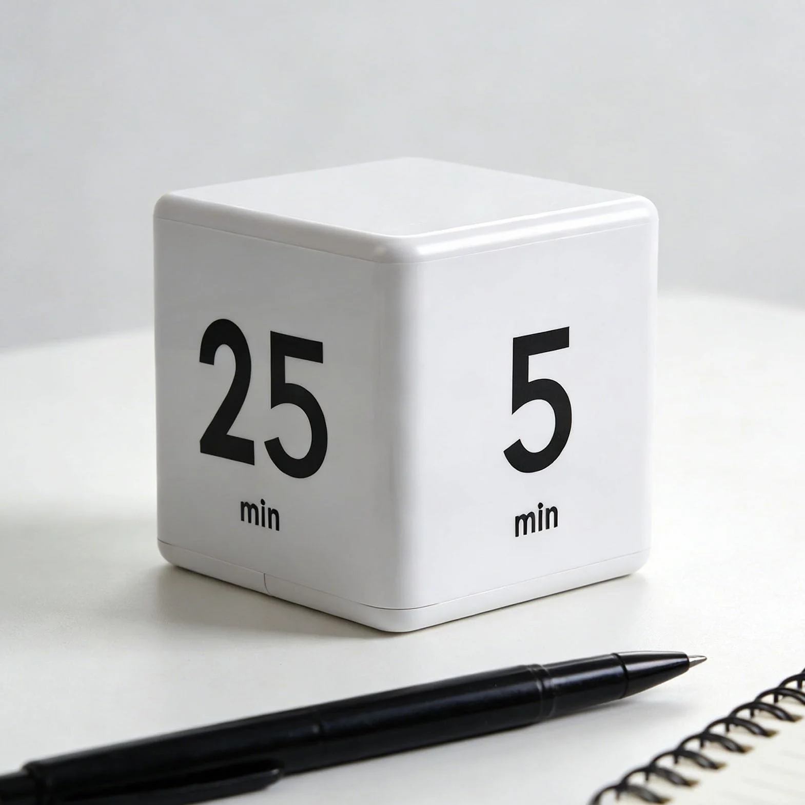 TARSHYRY Minutnik z kostką odliczającą, 5 15 25 45 Minut Wiele ustawień Czasu Kostka z Timerem Stylowy, Nowoczesny Design Minutnik do Nauki Materiał ABS Kostka na Biurko Timery dla