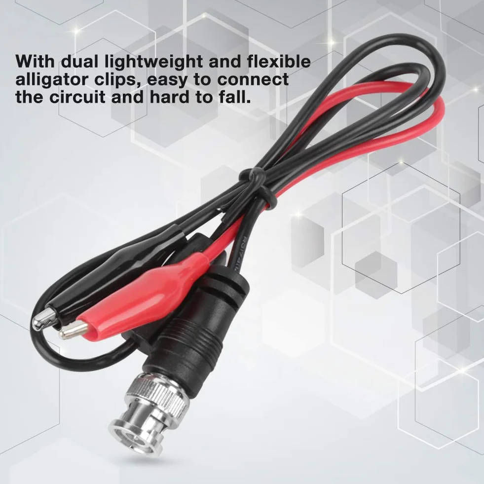 2 szt. kabel sondy testowej oscyloskopowej BNC wtyczka męska Q9 do podwójnego zacisku aligatora 0,5 m do fabryki elektronicznej itp.