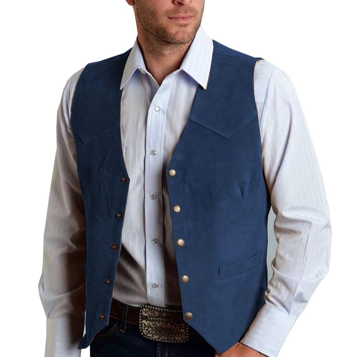 Allthemen Męska zamszowa kamizelka, dekolt w serek, casualowa kurtka bez rękawów, slim fit, biznesowa, formalna kamizelka na kolację weselną