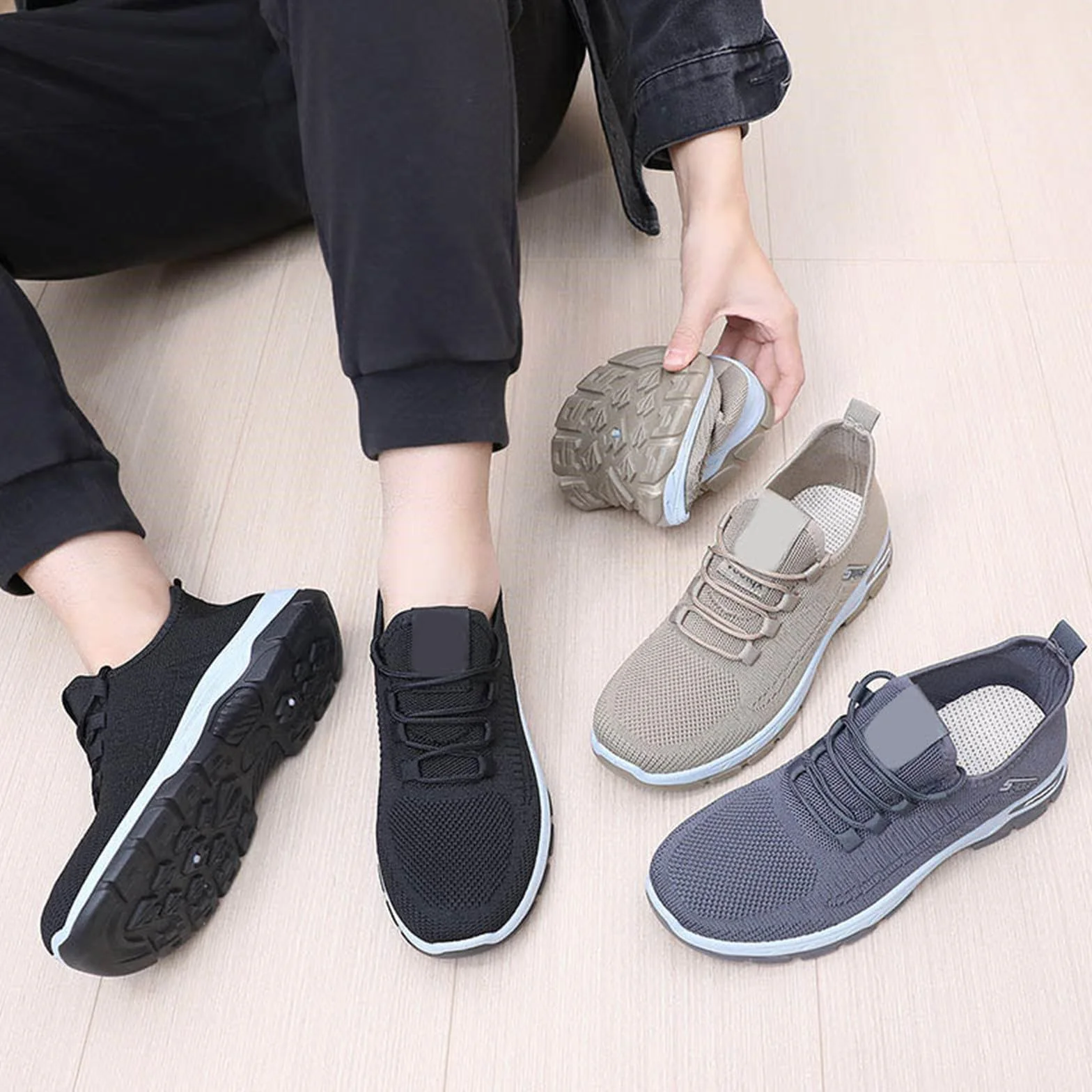 Męskie wsuwane buty sportowe - letnie lekkie oddychające trampki z siateczki szerokie dopasowanie buty do chodzenia na co dzień, wygodne buty treningowe na świeżym powietrzu jogging buty treningowe