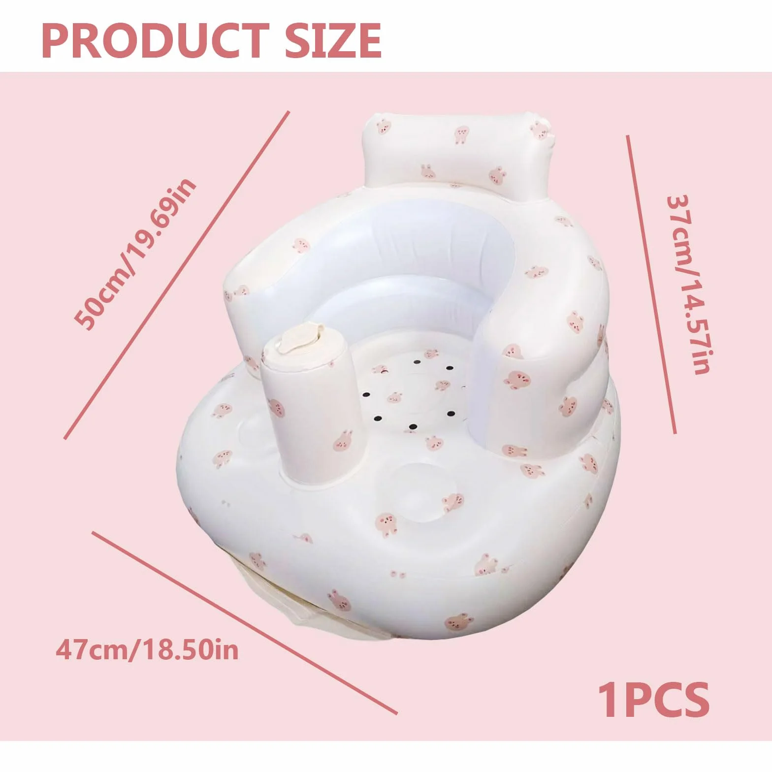 Pomoc do siedzenia dla niemowląt, Nadmuchiwany fotelik dla niemowląt, Inflatable Baby Seat dla niemowląt od 3 miesięcy, Fotelik do kąpieli dla niemowląt, Built-in Air Pump, Anti-Fall Składany