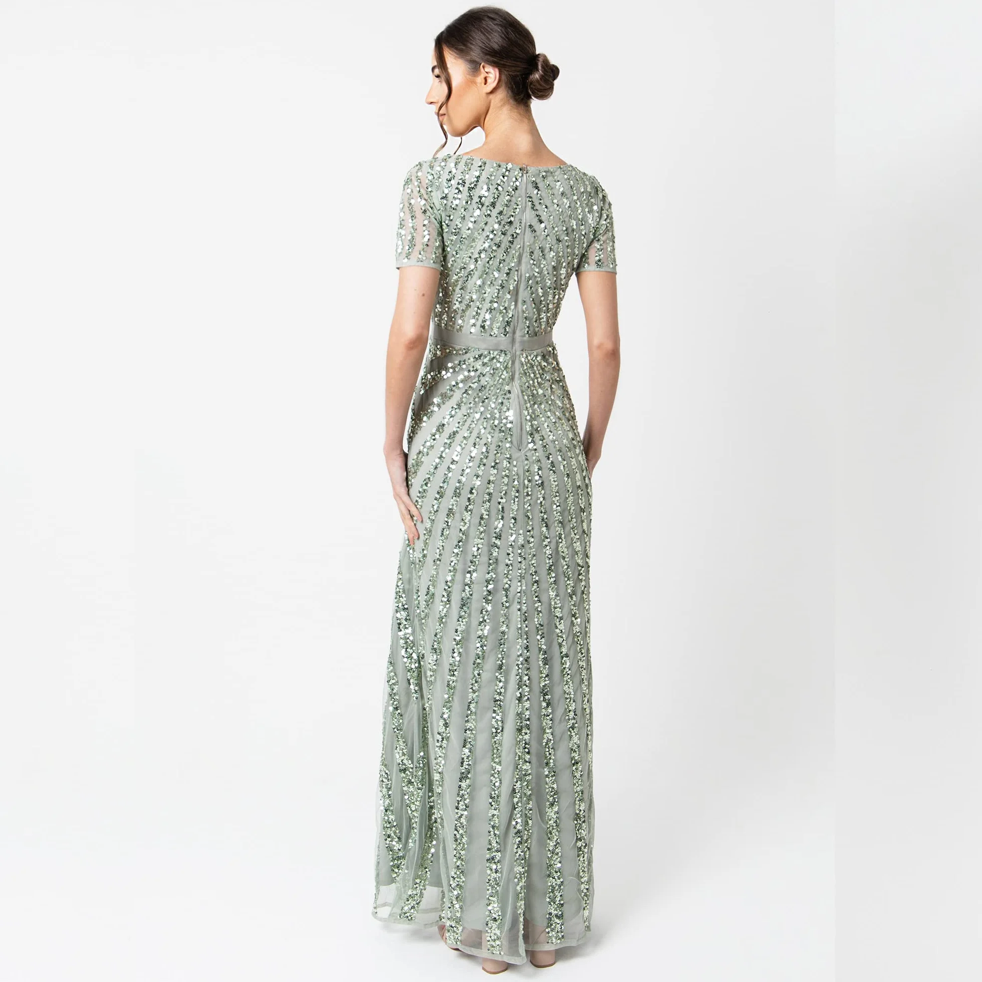 Maya Deluxe Kobiety Curve Sukienka, Zielona Lilia, 42