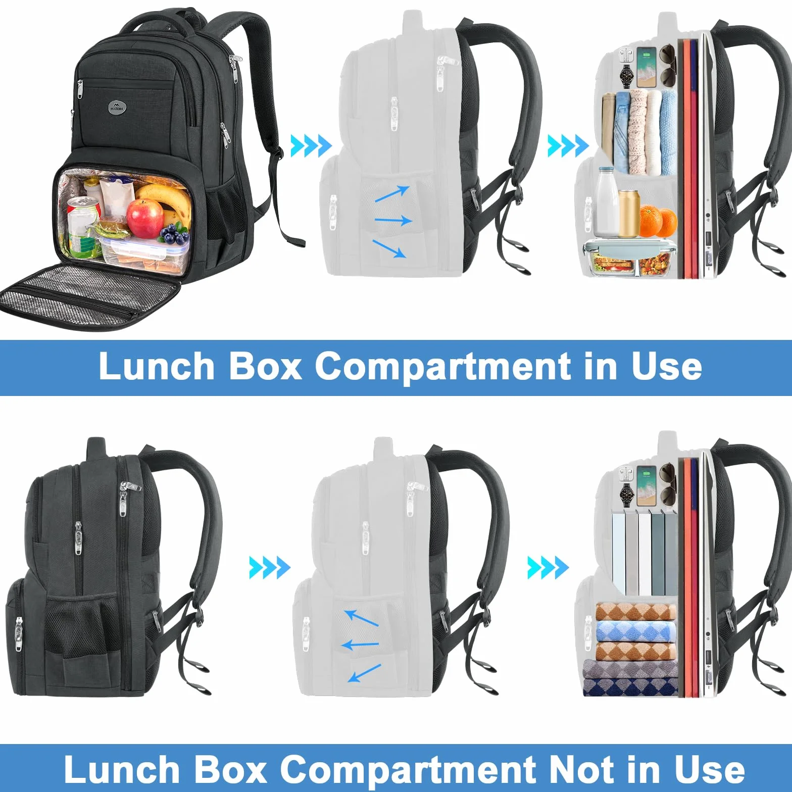 Plecak na laptopa MATEIN 17 cali z przegrodą chłodzącą, lunchpack, plecak podróżny dla mężczyzn, antykradzieżowy plecak chłodzący zgodny z TSA do pracy