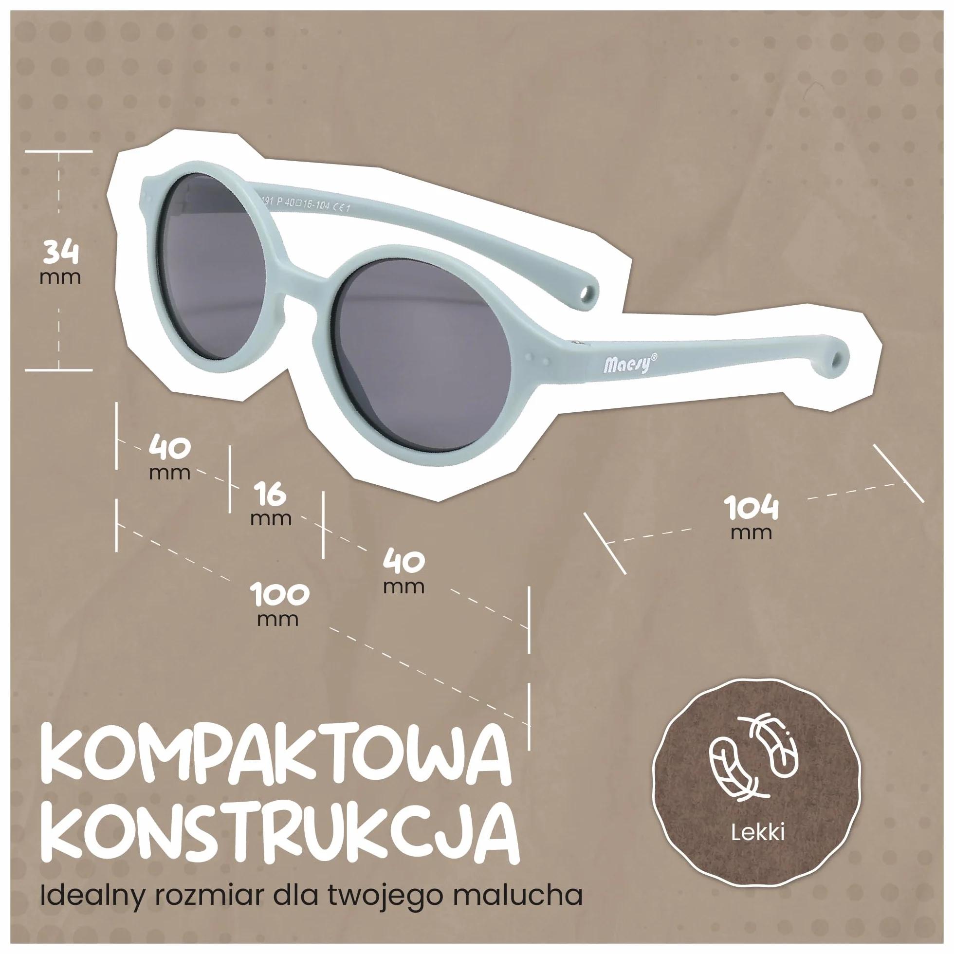 dziecięce okulary przeciwsłoneczne Noah - 0-2 lata - elastyczne, zginane - regulowana gumka - polaryzacja UV400 - dla chłopców i dziewczynek - owalne