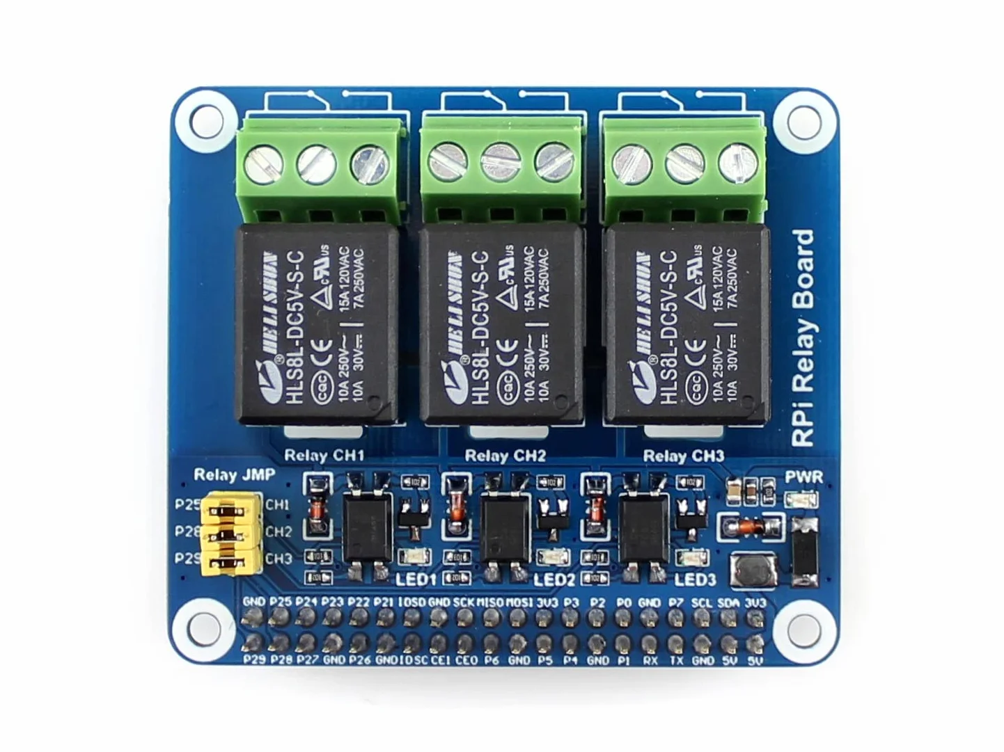 Waveshare RPi Relay Board, with 3-way Relay Control, with Pi 40PIN GPIO Extension Header, Compatible with Raspberry Pi Series Boards, Used for Pi to Control High Voltage/Current Devices