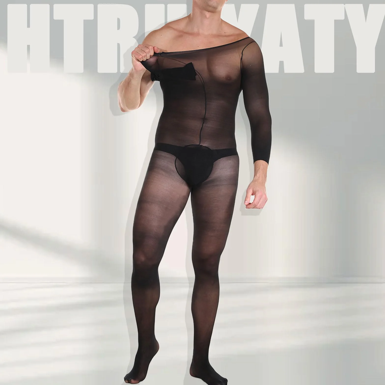 Seksowna bielizna męska Body 10 DEN Matte Bodysuit Długi rękaw