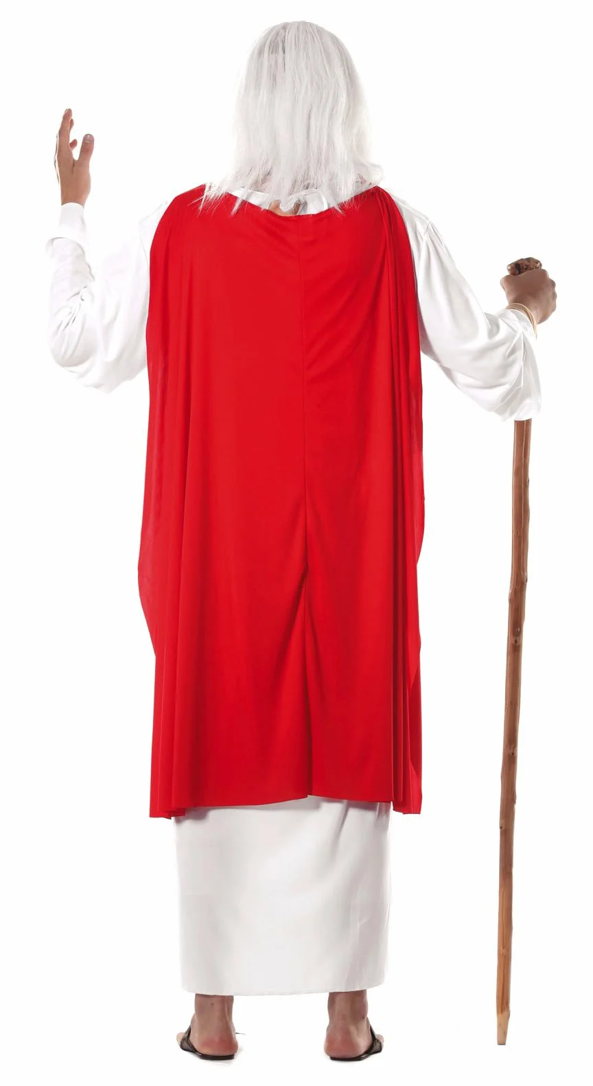 Kostium Druida dla dorosłych 52-54/L biały czerwony peleryna pasek tunika Halloween karnawał