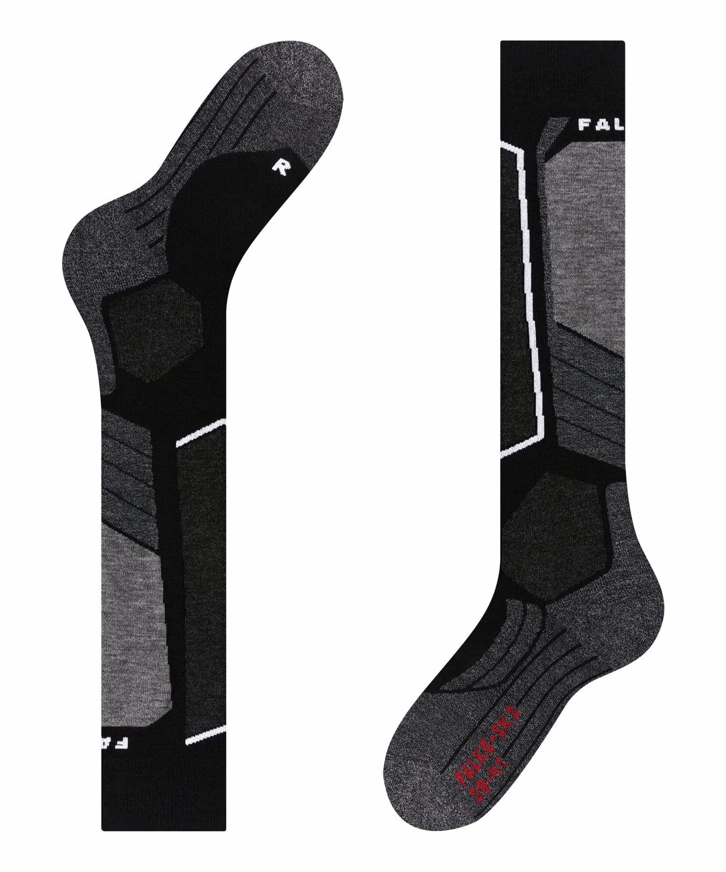 FALKE Skarpety narciarskie SK2 Intermediate M Kh Wełna ciepłe 1 Para, Czarny Black-Mix 42-43