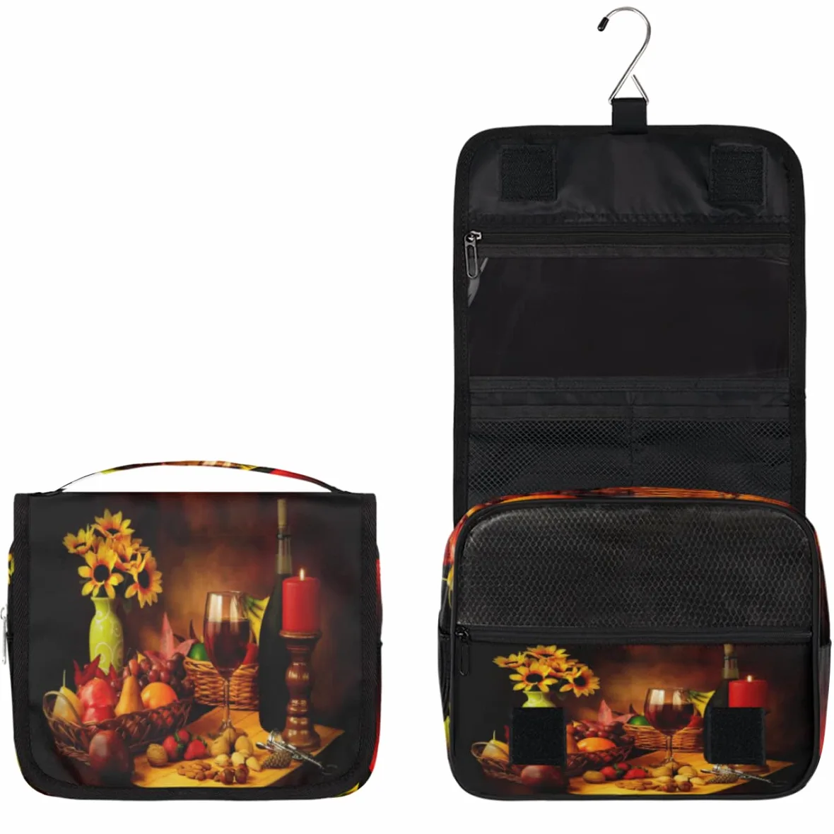 Jesienna podróżna kosmetyczka FallRed Wine Bottle Wash Pouch Bag Unisex Wiszące przybory toaletowe Kosmetyczka Organizer do makijażu, wielobarwny, Jeden rozmiar