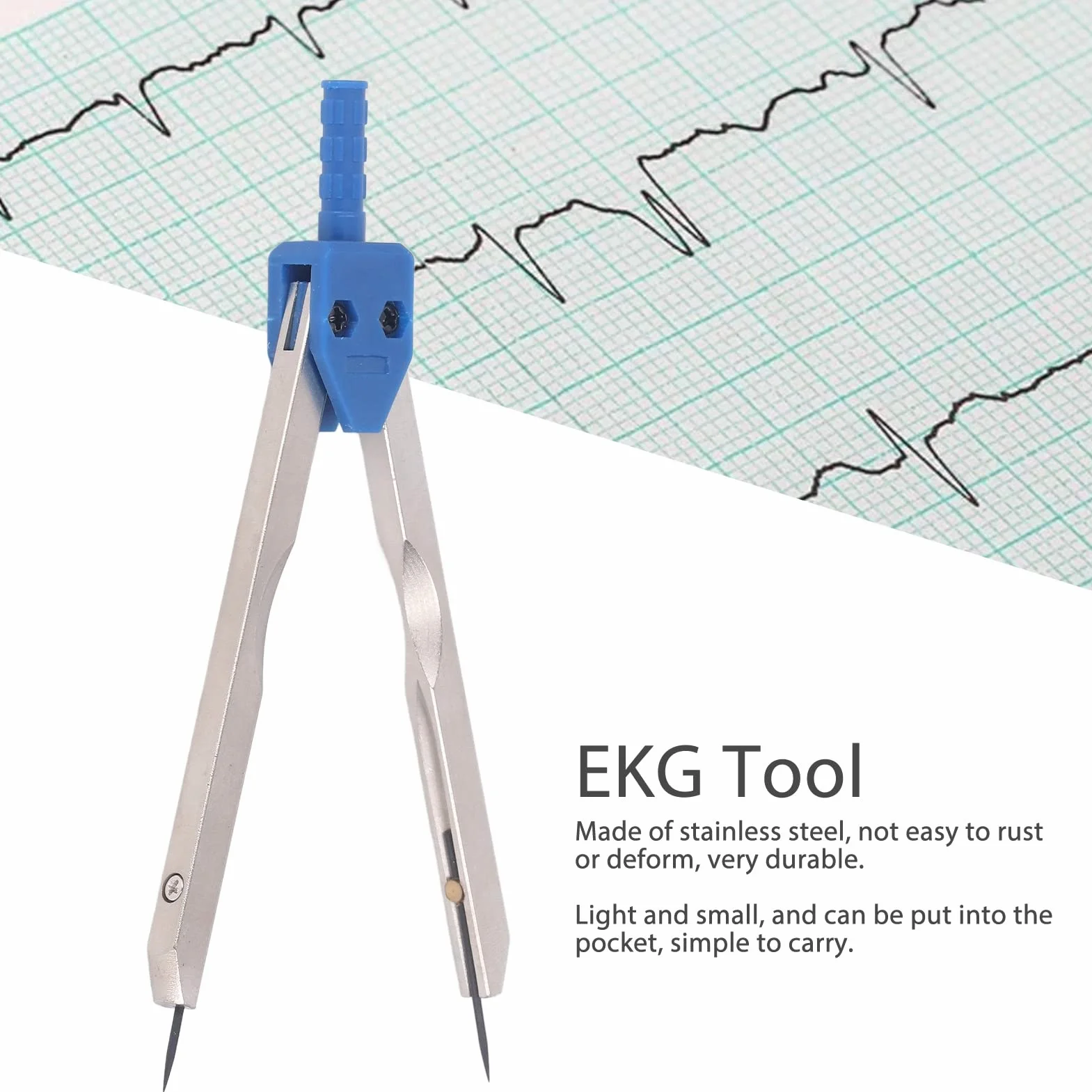 Suwmiarka medyczna EKG Caliper 0-2,4 cala, linijka pomiarowa ze stali nierdzewnej, podział EKG, linijka do pomiaru, opieka pielęgniarska, pomiar, elektrokardiograf z regulowanymi śrubami