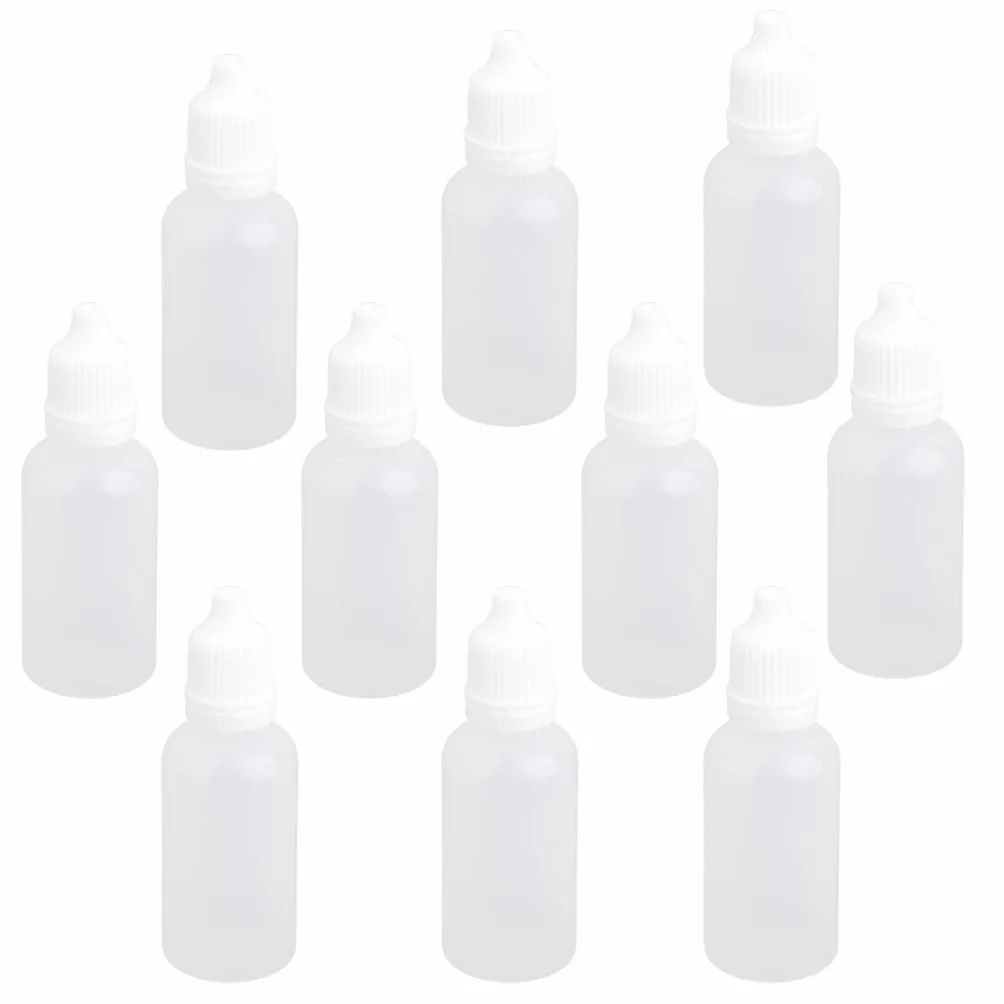 Butelka z zakraplaczem, 20 ml, opakowanie 10 sztuk, biały LDPE, dozownik na płyny, krople do oczu, oleje