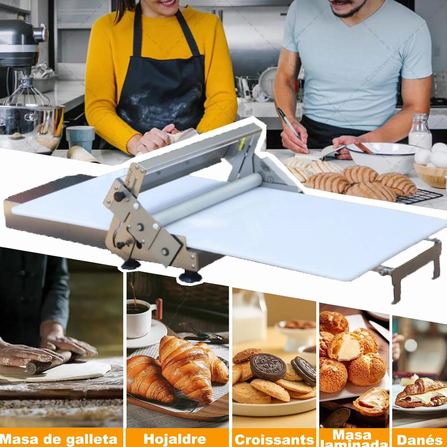 Maszyna do WałKowania Ciasta, Laminator do Ciasta na Rogaliki, MałA Krajalnica do Ciasta, Regulowana Grubość Ciasta, do Fondantu, RogalikóW, Pizzy i Ciasta Francuskiego A300