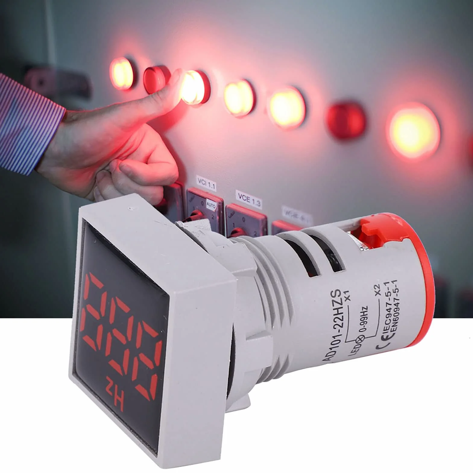 Wskaźnik Częstotliwości AC 100~380V 20~75Hz Kwadratowy Wyświetlacz Cyfrowy Wskaźnik LED Wskaźnik Częstotliwości Urządzenie do Pomiaru Częstotliwości Urządzenie do Testowania
