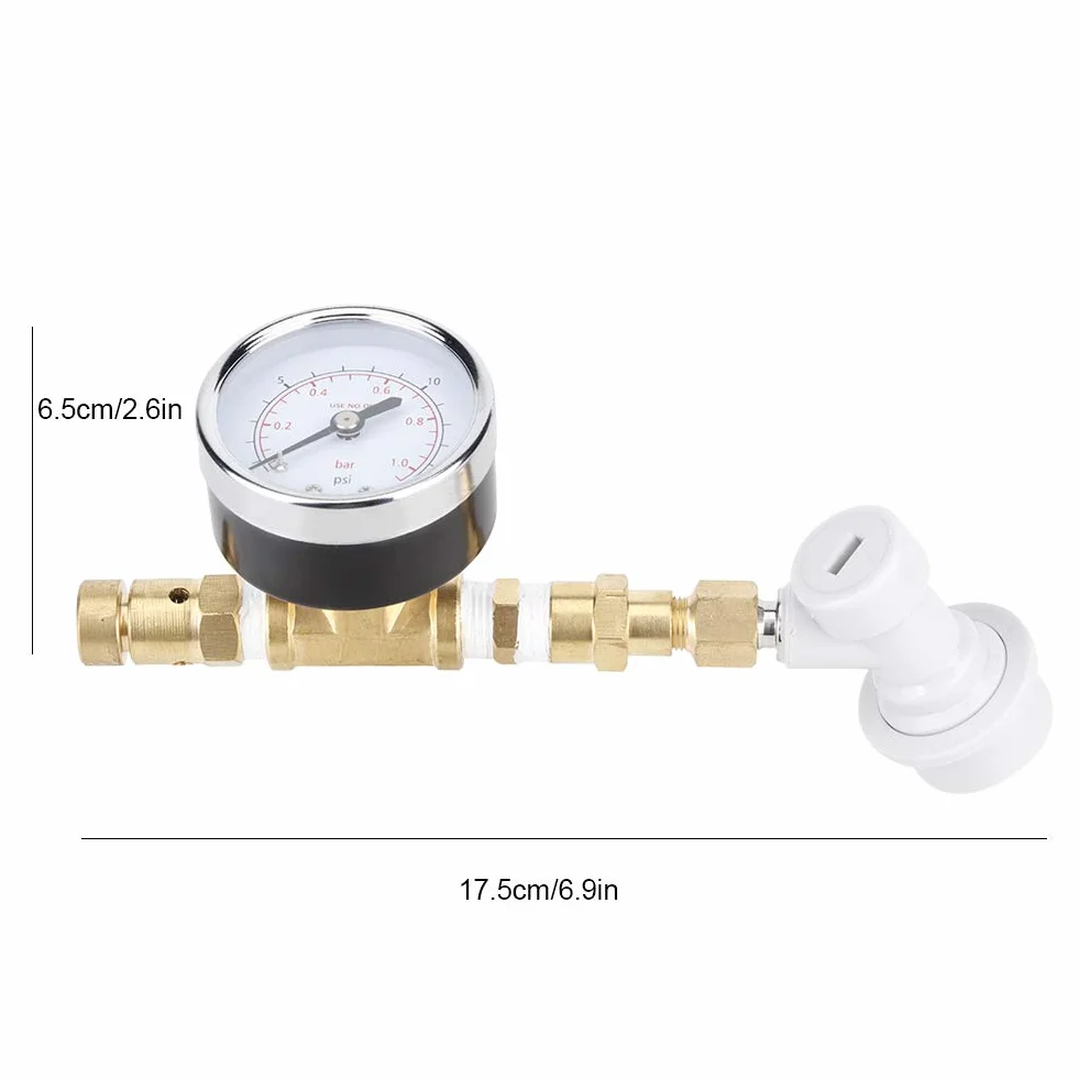 Homebrew zawór bezpieczeństwa, regulowany zawór bezpieczeństwa, zespół zaworu bezpieczeństwa, system zaparzania Blokada kulowa z manometrem 0-15 psi (0-1bar)