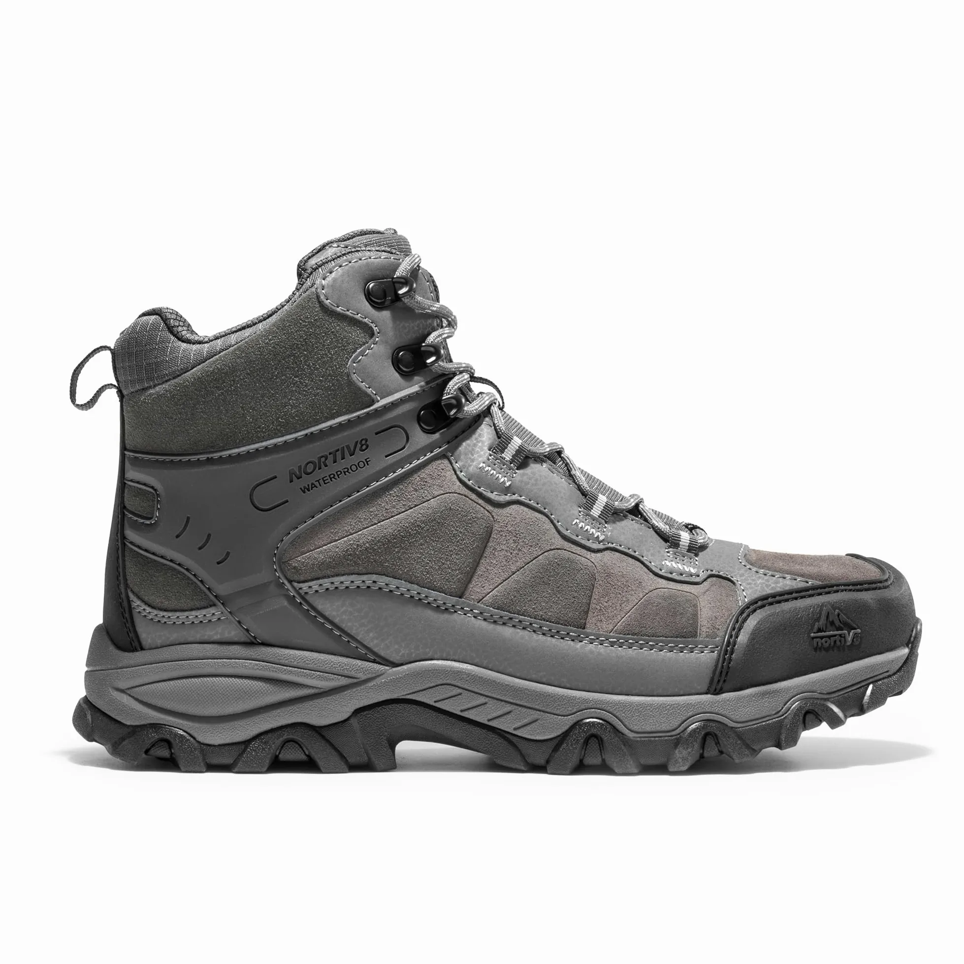 NORTIV 8 Męskie wodoodporne buty turystyczne outdoorowe Mid Trekking Backpacking Buty alpinistyczne JS19004M, ciemnoszary, 12 UK Wide