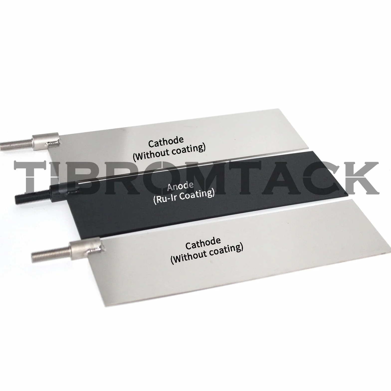 [3 szt.] 1 szt. Elektroda anodowa tytanowa MMO z powłoką Ru-Ir i 2 szt. Katody tytanowe (płyty 200x60mm i zacisk 25mm) do elektrolizy/uzdatniania wody/powlekania