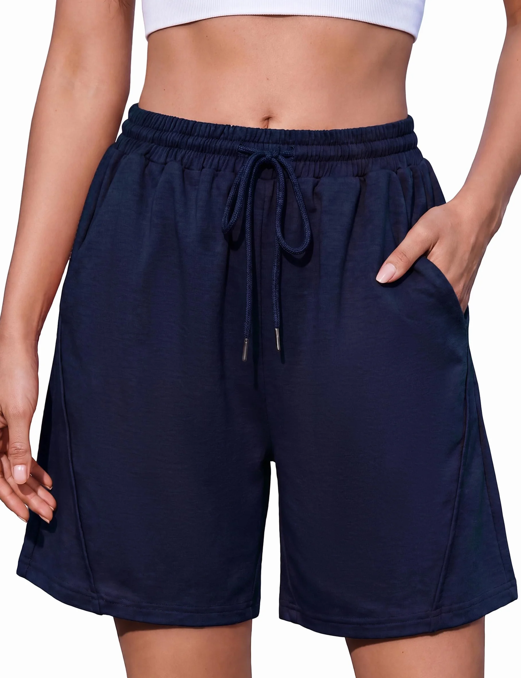 Litherday Letnie damskie spodenki bawełniane spodenki sportowe damskie krótkie spodnie do jogi damskie sportowe spodenki z kieszeniami do domu na co dzień