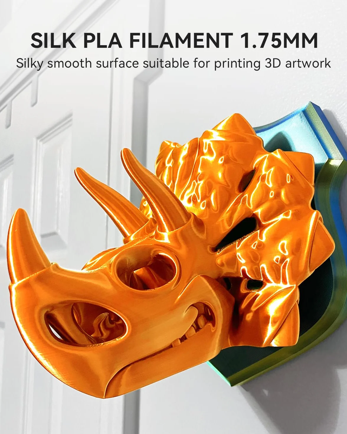SUNLU PLA+ jedwabny filament 3D, błyszczący metaliczny jedwabny filament 3D, 1,75 mm, wytrzymały filament PLA PLUS do drukarki 3D, szpula 1 kg, jedwabne jasne złoto