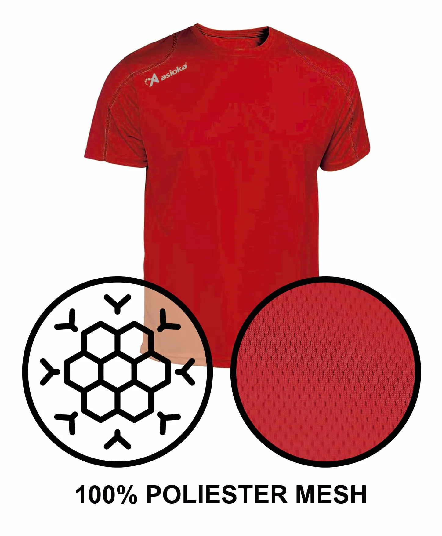 Asioka Uniseks Asioka 75/09 Koszulka Sportowa, Czerwony, XXL