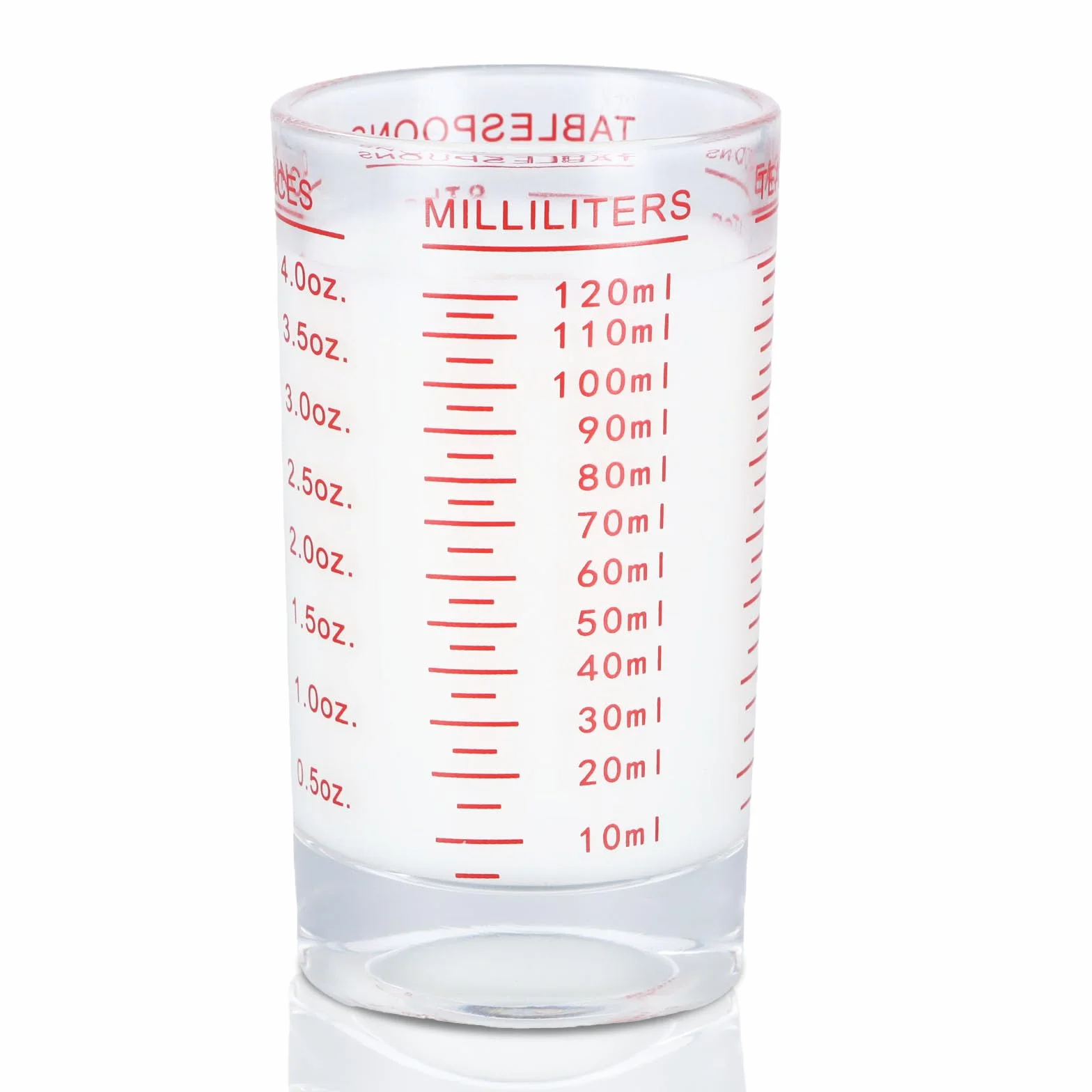Dokeno Mini kubek z miarką 4OZ/120 ml, szkło stopniowe z wagą, wytrzymałe kubki, mały szklany kubek miarkowy do kuchni, baru, wódki, koktajl, tequila