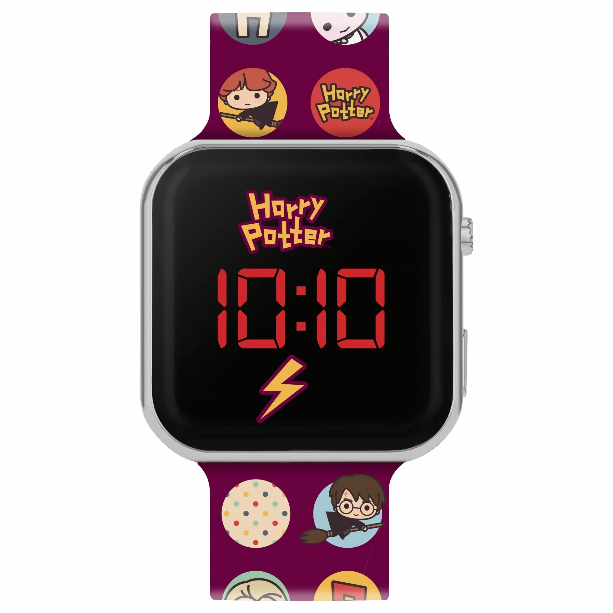 Accutime Harry Potter Cyfrowy zegarek LED dla dzieci z czerwonym silikonowym paskiem HP4155, Czerwone, ciągnąć