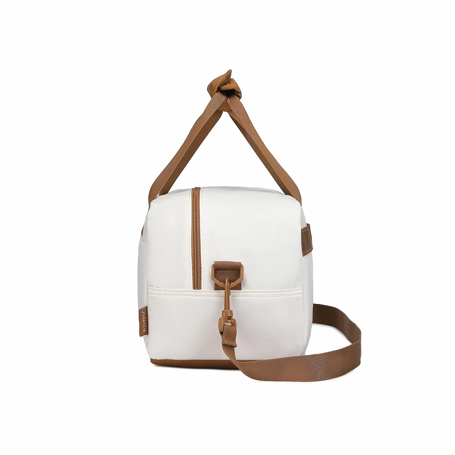 Kono Holdall Bagaż kabinowy, torba podręczna pod siedzenie, torba lotnicza z paskiem na ramię, Beżowy/brązowy, S(35x20x20cm)