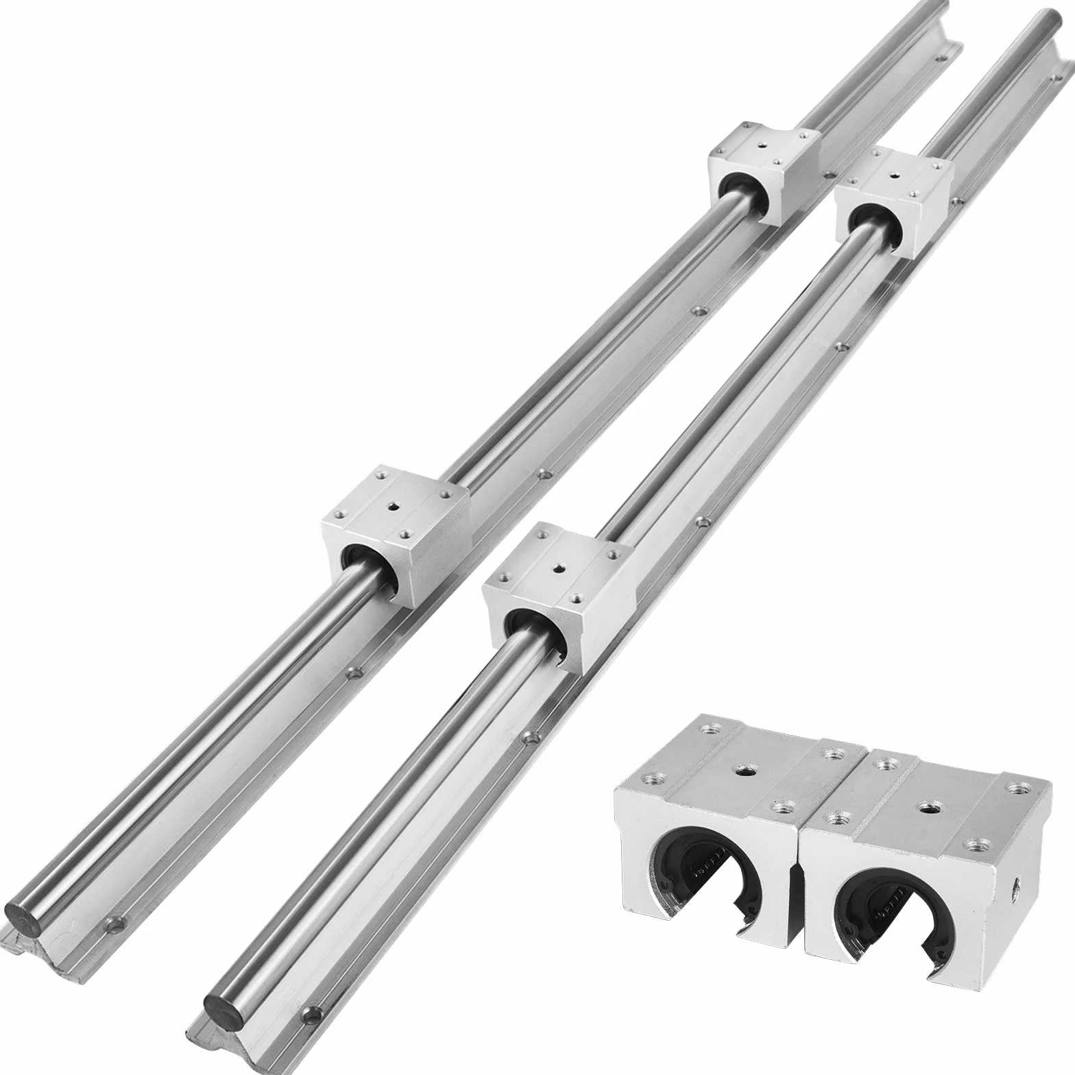 VEVOR prowadnica liniowa, SBR16 1000 mm zestaw ślizgowych łożysk liniowych, 2 szt. prowadnicy liniowej SBR16 prowadnice liniowe i 4 wózki SBR16UU, zestaw szyn prowadnic do frezarek CNC, tokarek itd.