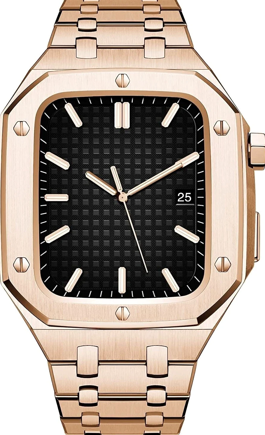 Sexy outfit Pasek do zegarka z metalu szlachetnego + etui do zegarka, do paska do zegarka Apple 44 mm 45 mm pasek ze stali nierdzewnej do bransoletki, do serii IWatch 8 7 6 SE 5 4