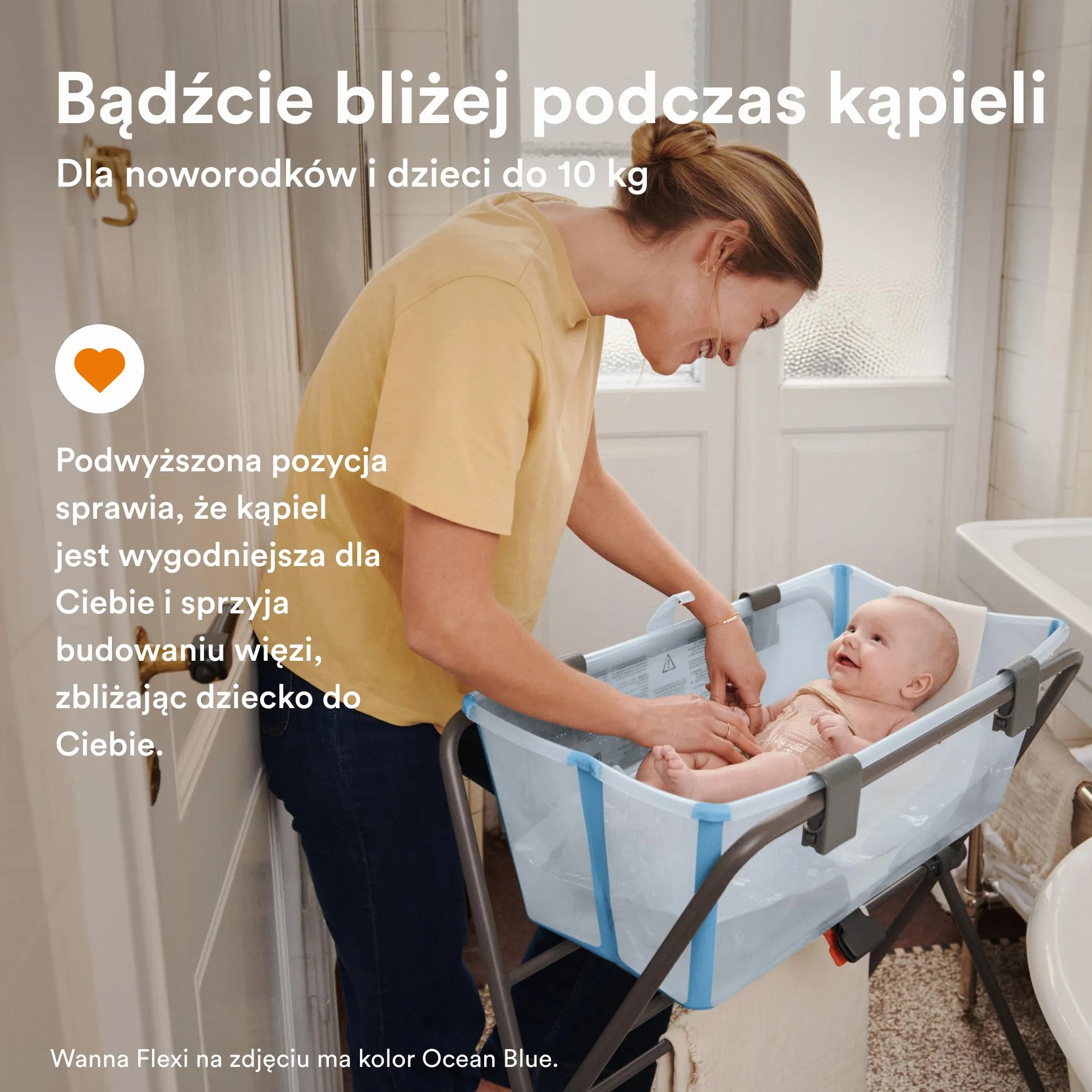 Wanienka Stokke Flexi (piaskowy beż) + leżak dla noworodka + stojak na wannę Flexi - idealne dla noworodka i niemowląt do 48 miesiąca życia - składana, trwała i łatwa w przechowywaniu